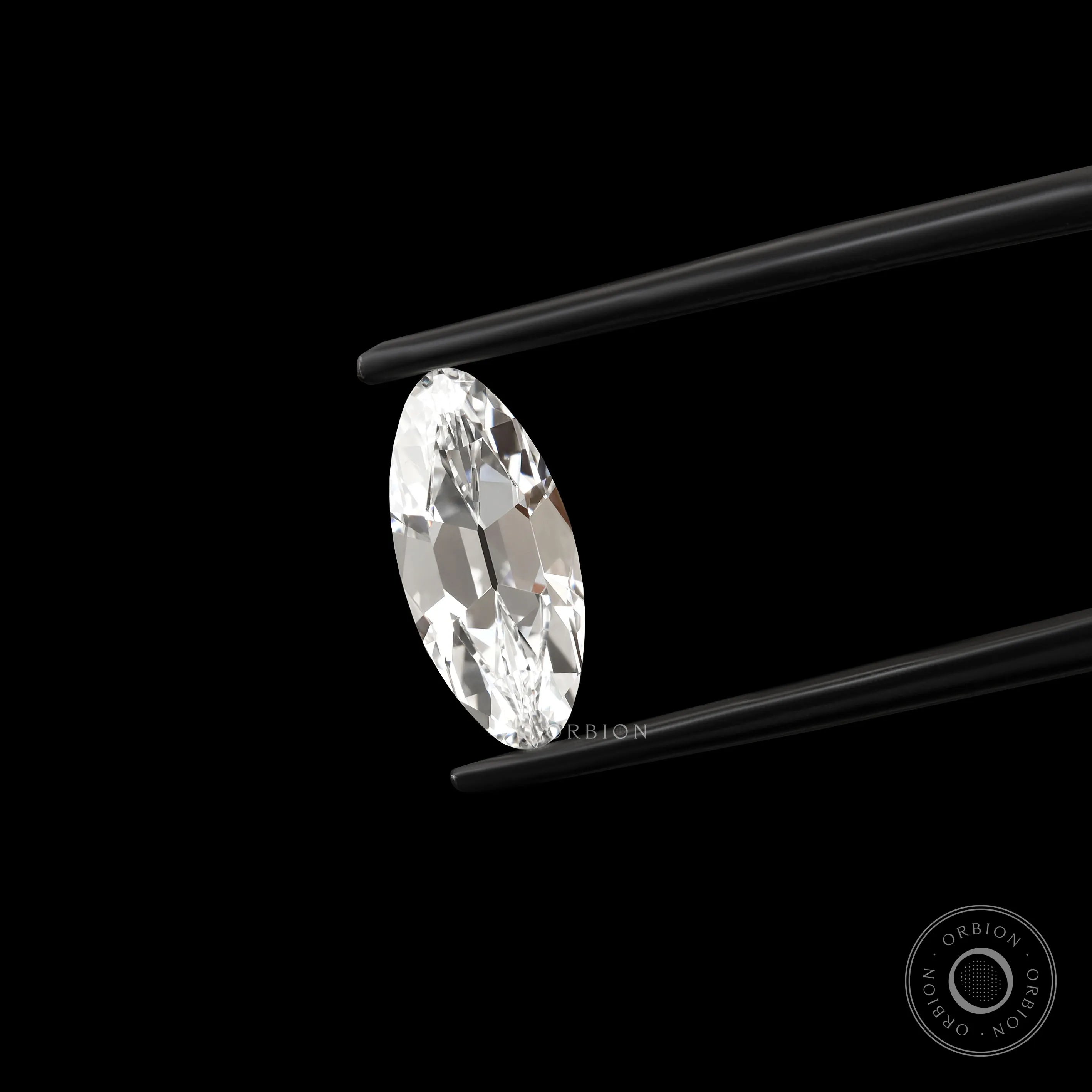 2 ct Moval shaped lab grown diamond featuring old mine cut brilliance