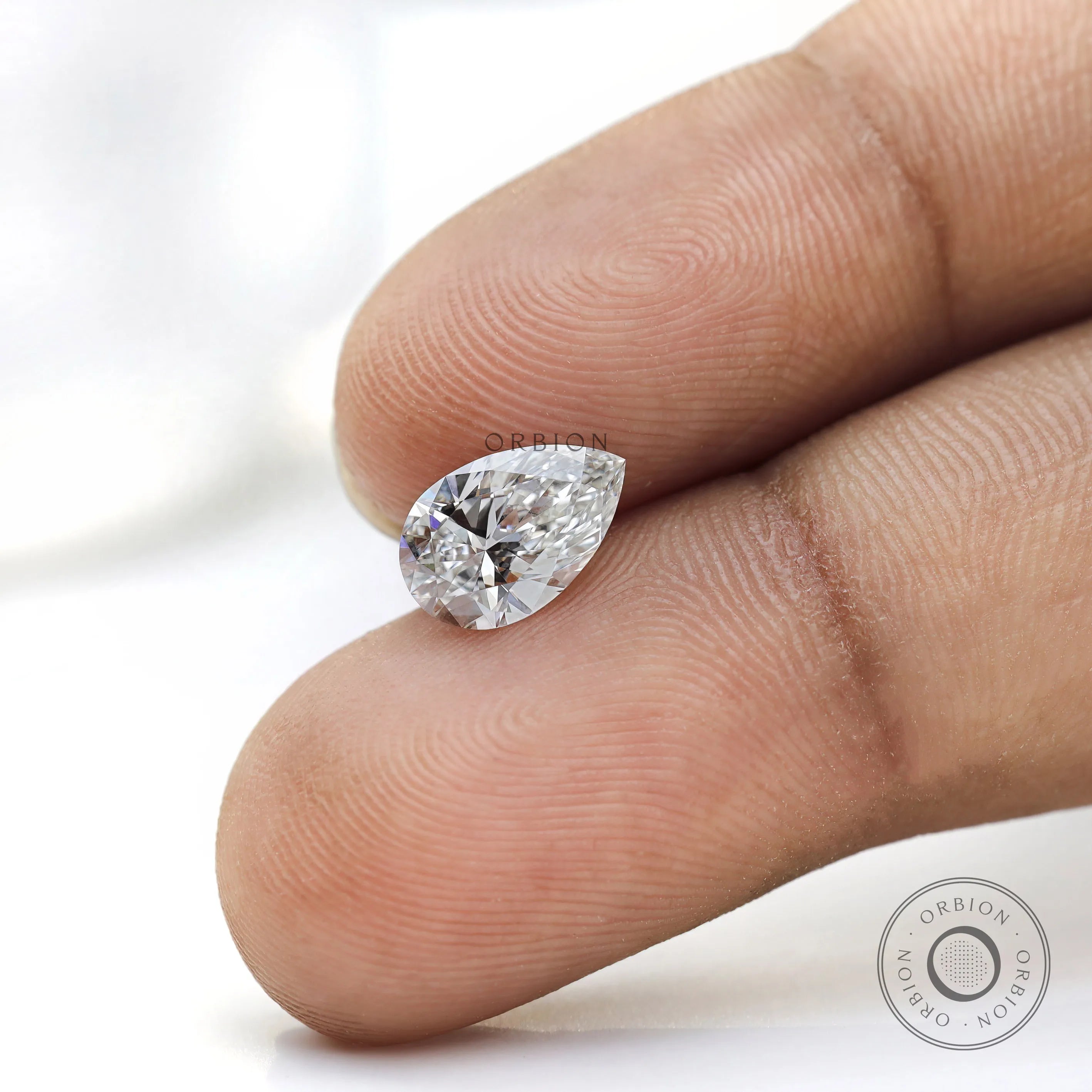 Pear shaped lab diamond 2 ct off white brilliant cut gem