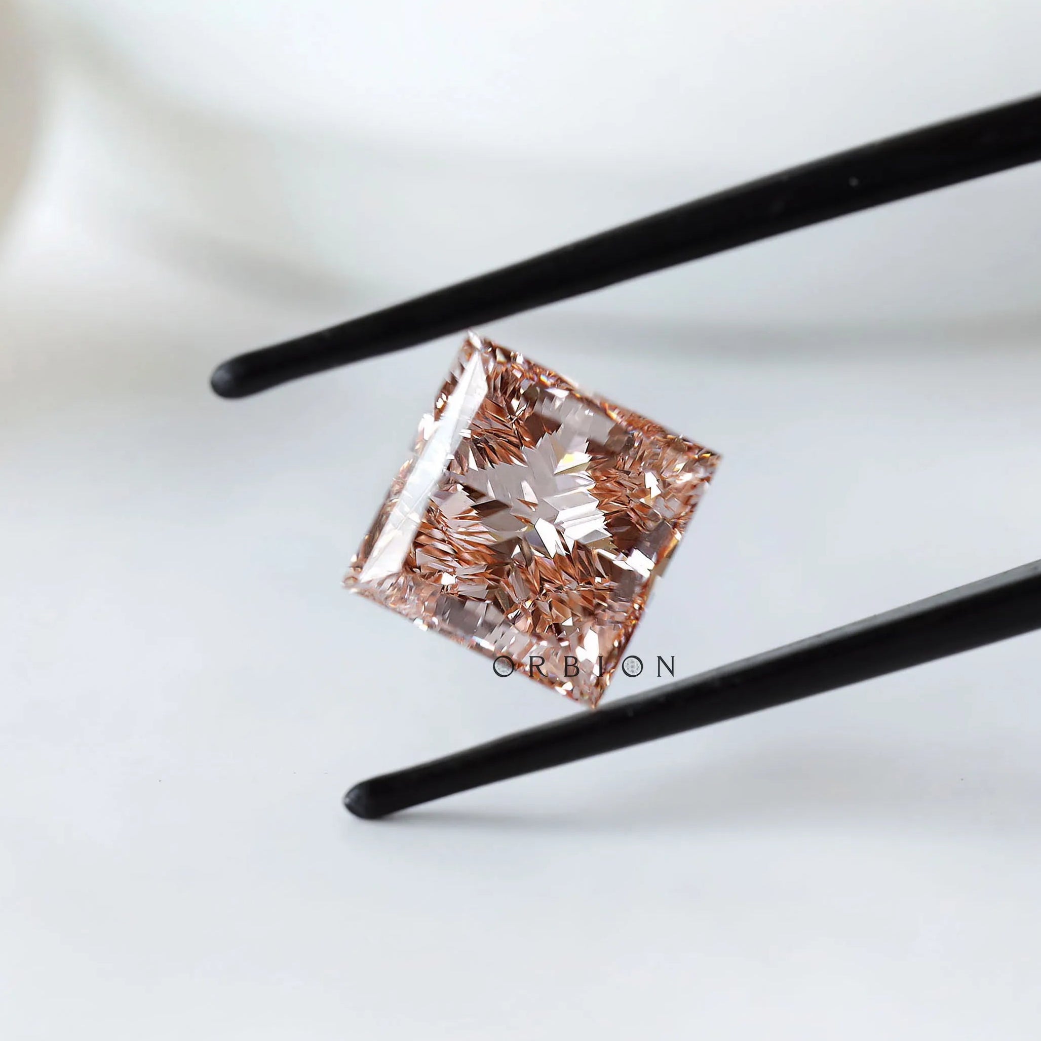 5 ct Square princess lab diamond with bold intense pink color