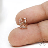 1.50 ct Radiant cut lab diamond in gentle pink shade