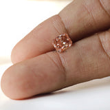 2 ct Radiant cut lab diamond in warm coral pink color tone