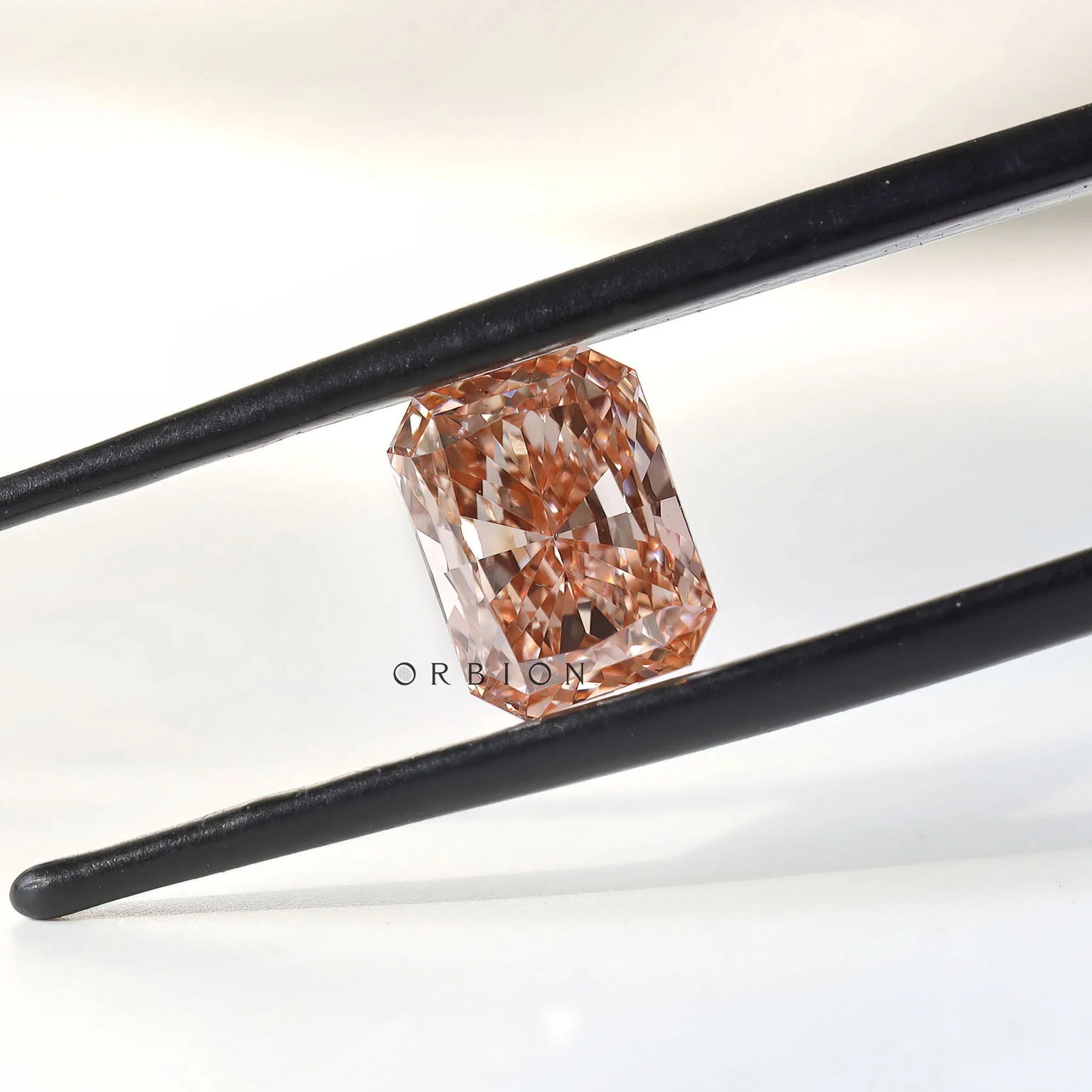 Orangey pink radiant lab diamond 2 ct vibrant loose stone