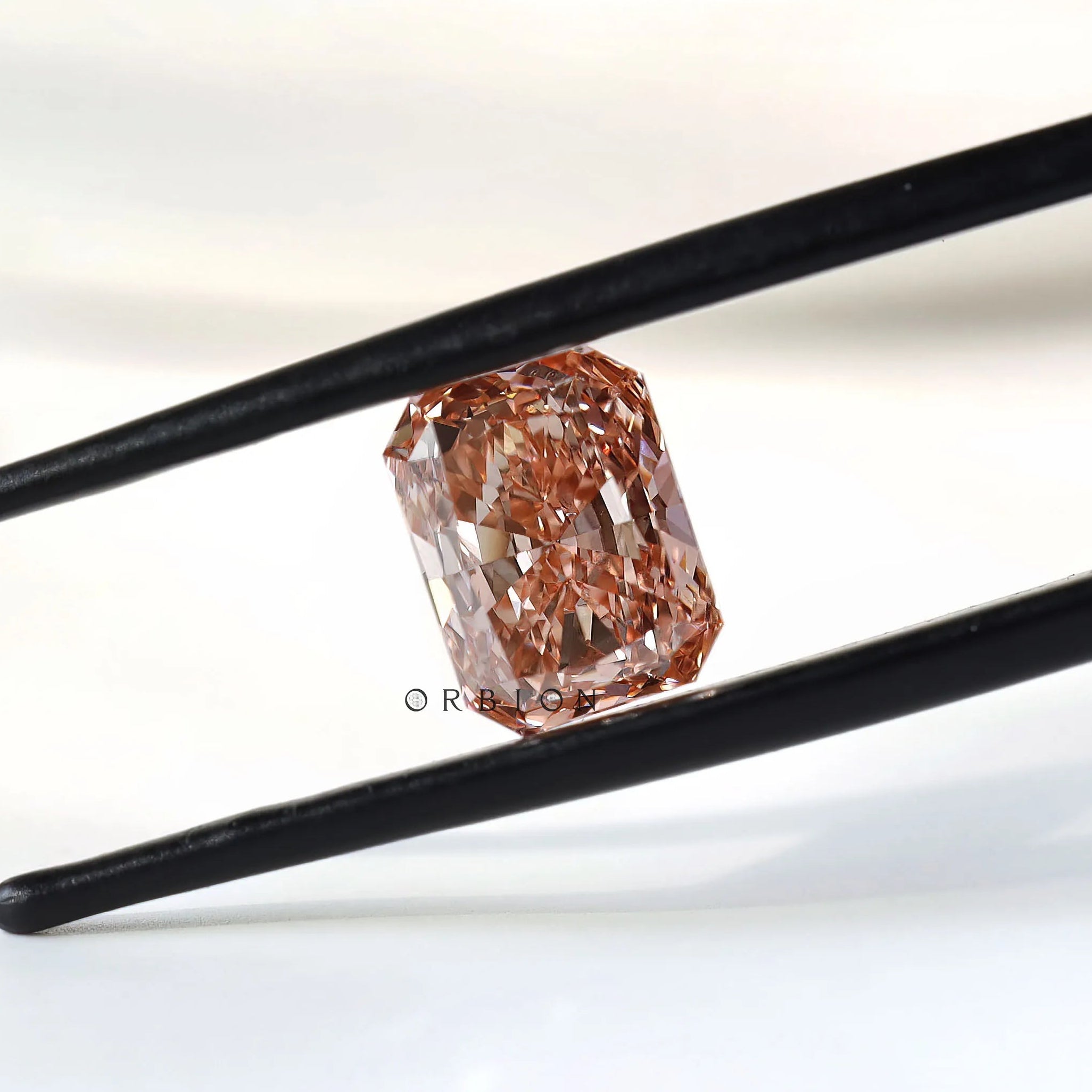 Orangey pink radiant lab diamond 2 ct fine gemstone
