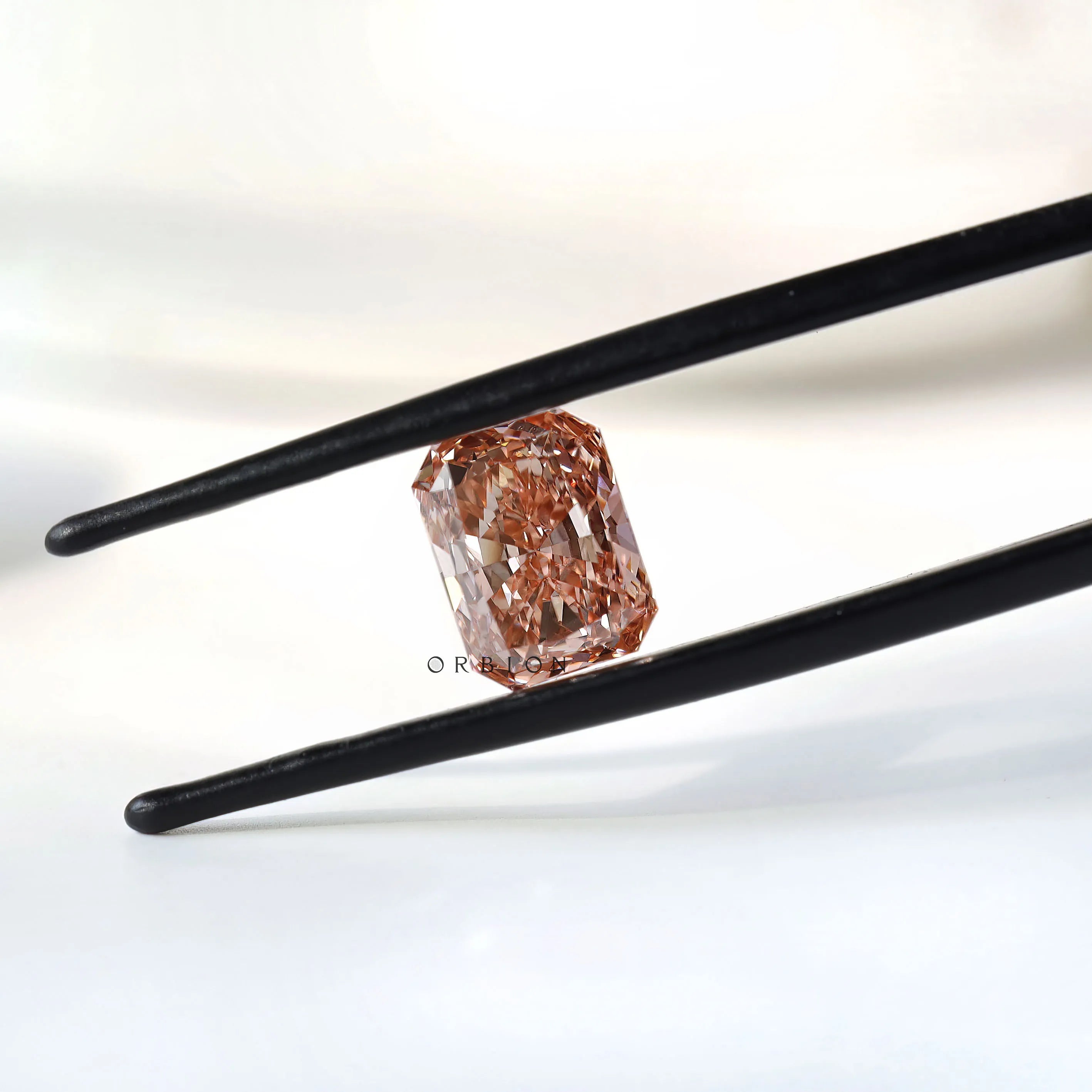Orangey pink radiant lab diamond 2 ct fine gemstone