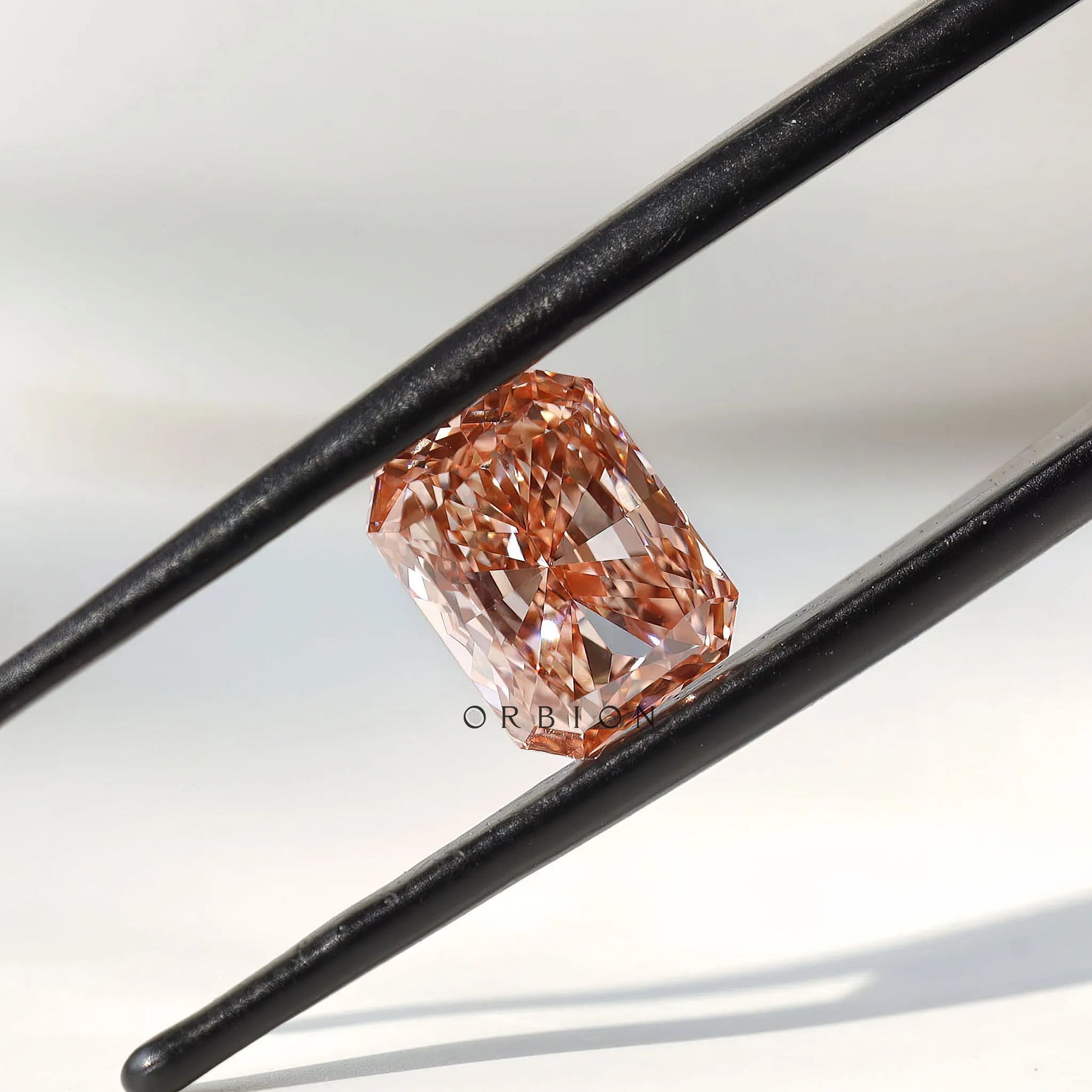 2 ct Radiant cut fancy orangey pink lab grown diamond loose gemstone