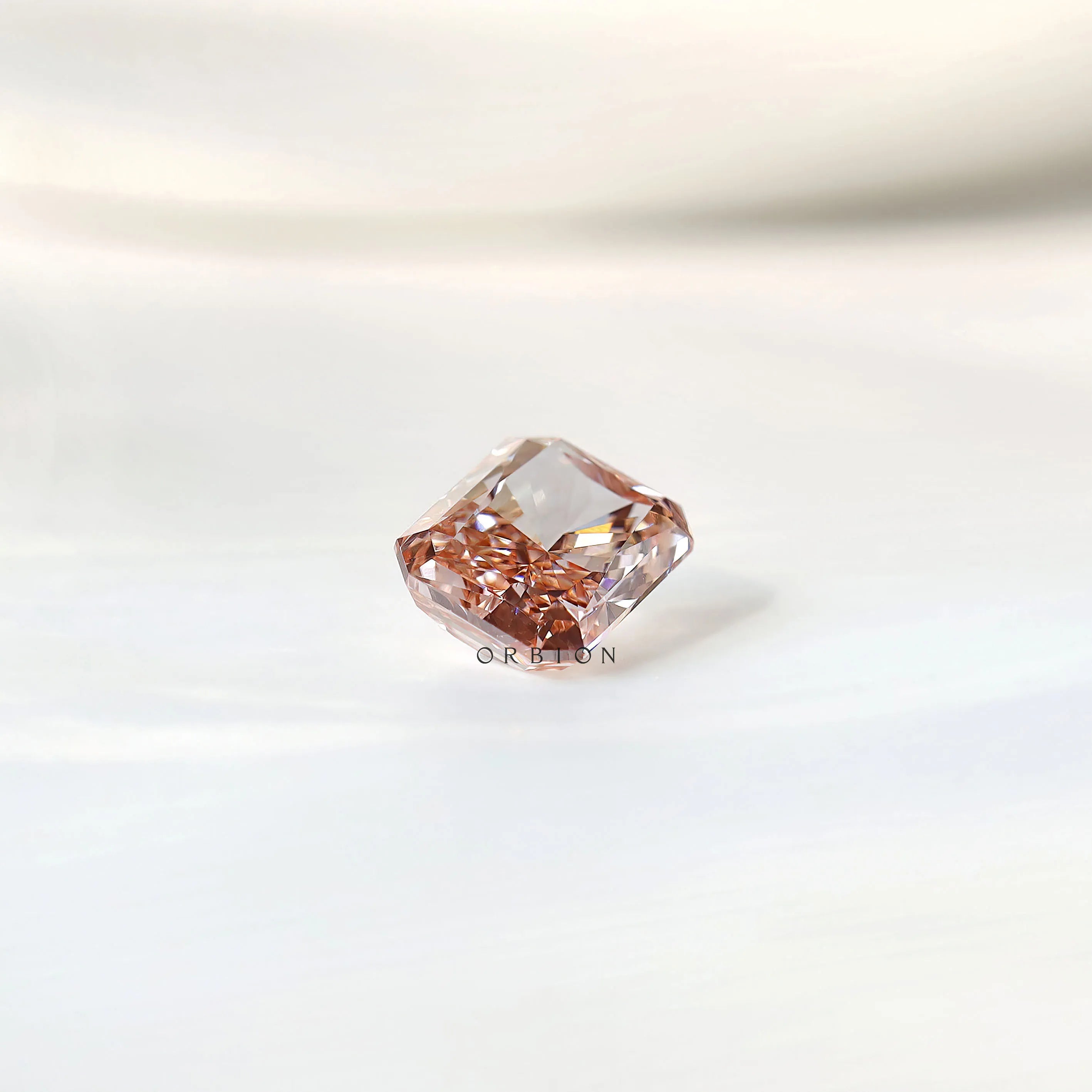 2 ct Loose radiant lab diamond in bright orangey pink tone