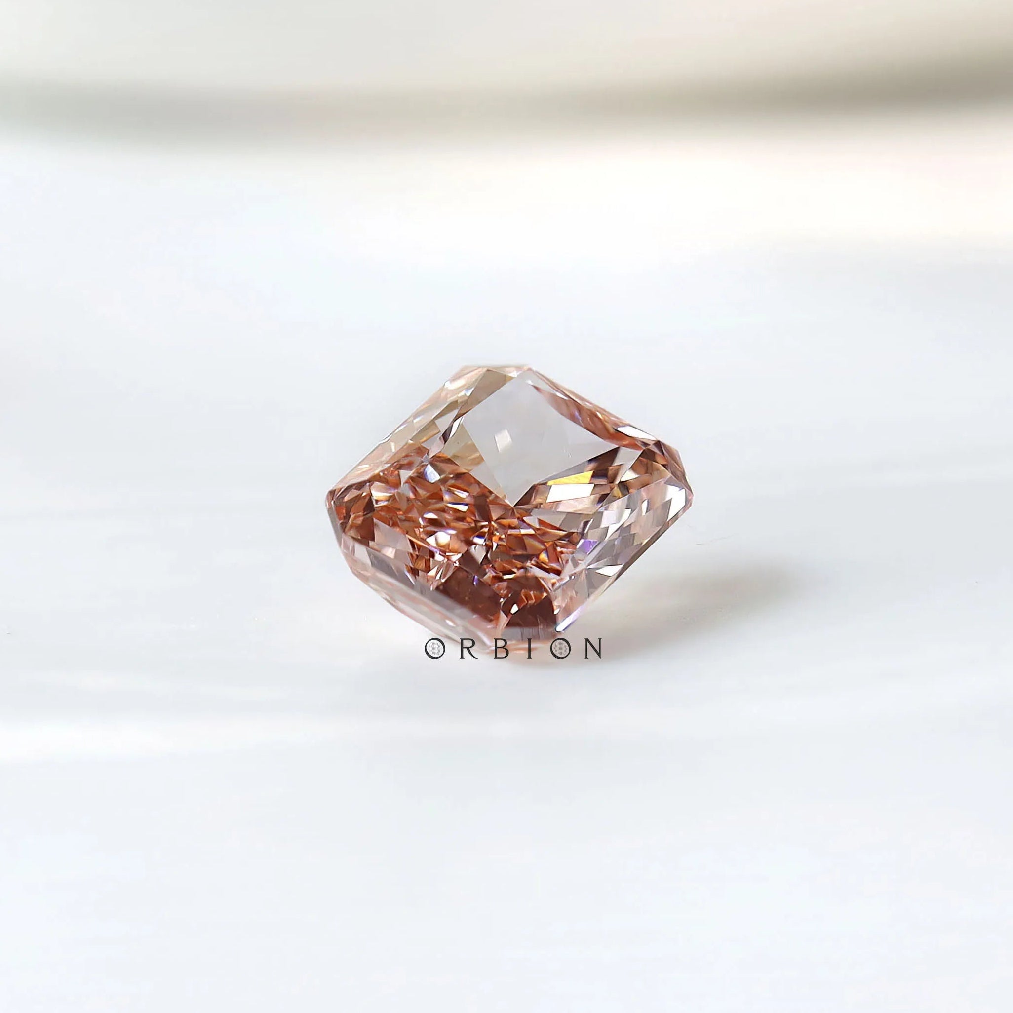 Radiant cut orangey pink lab grown diamond 2 ct loose gem