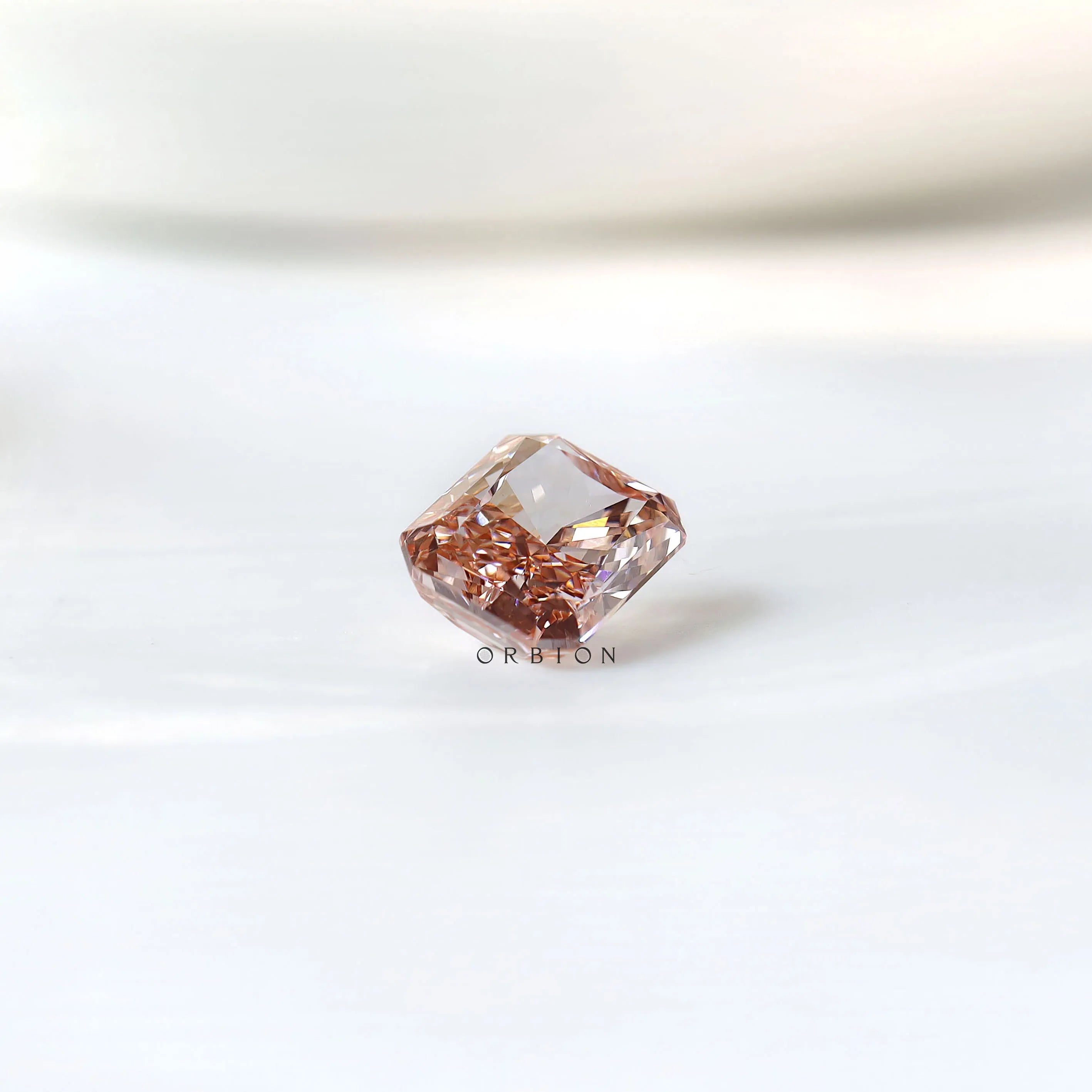 Radiant cut orangey pink lab grown diamond 2 ct loose gem