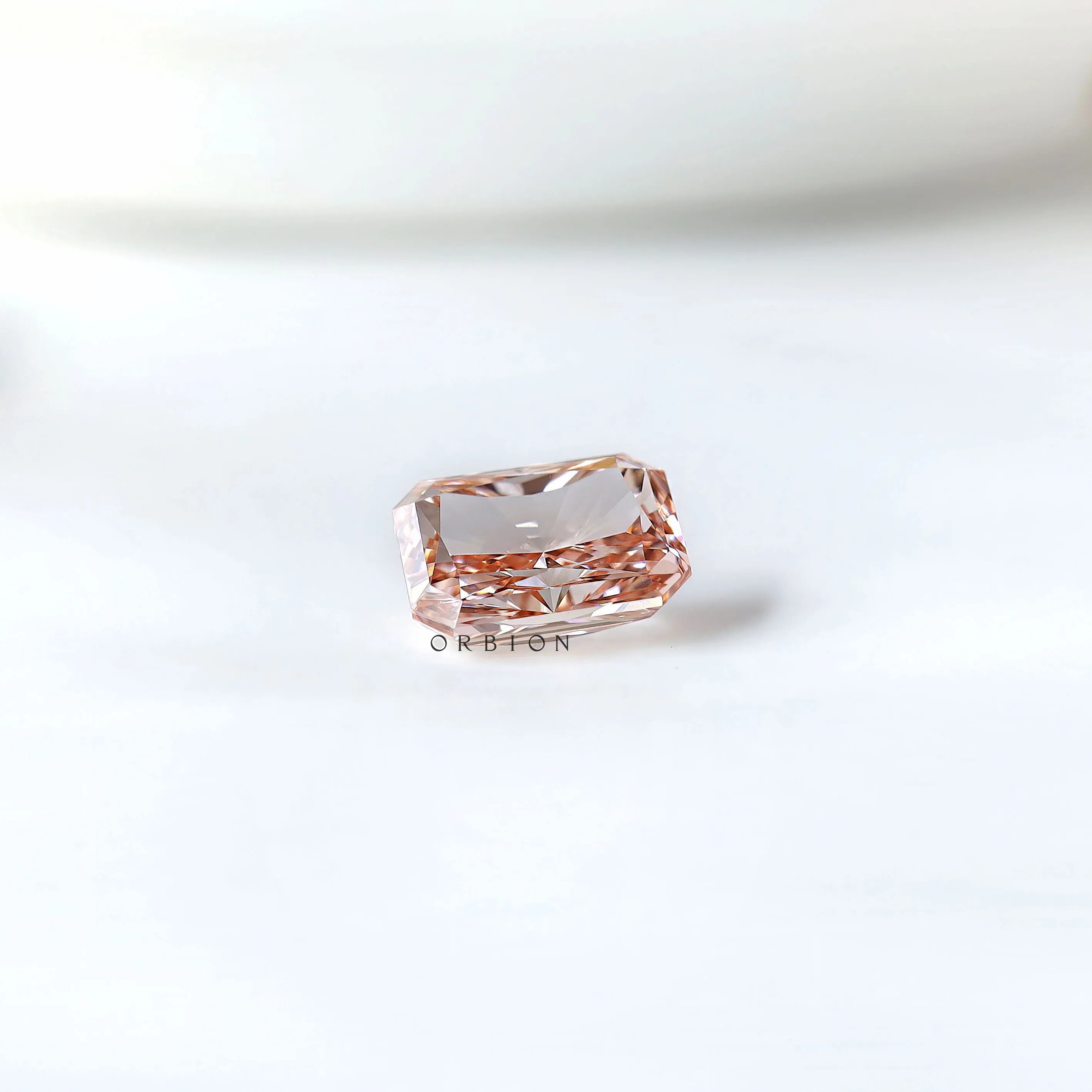 Orangey pink radiant lab diamond 2 ct loose gemstone