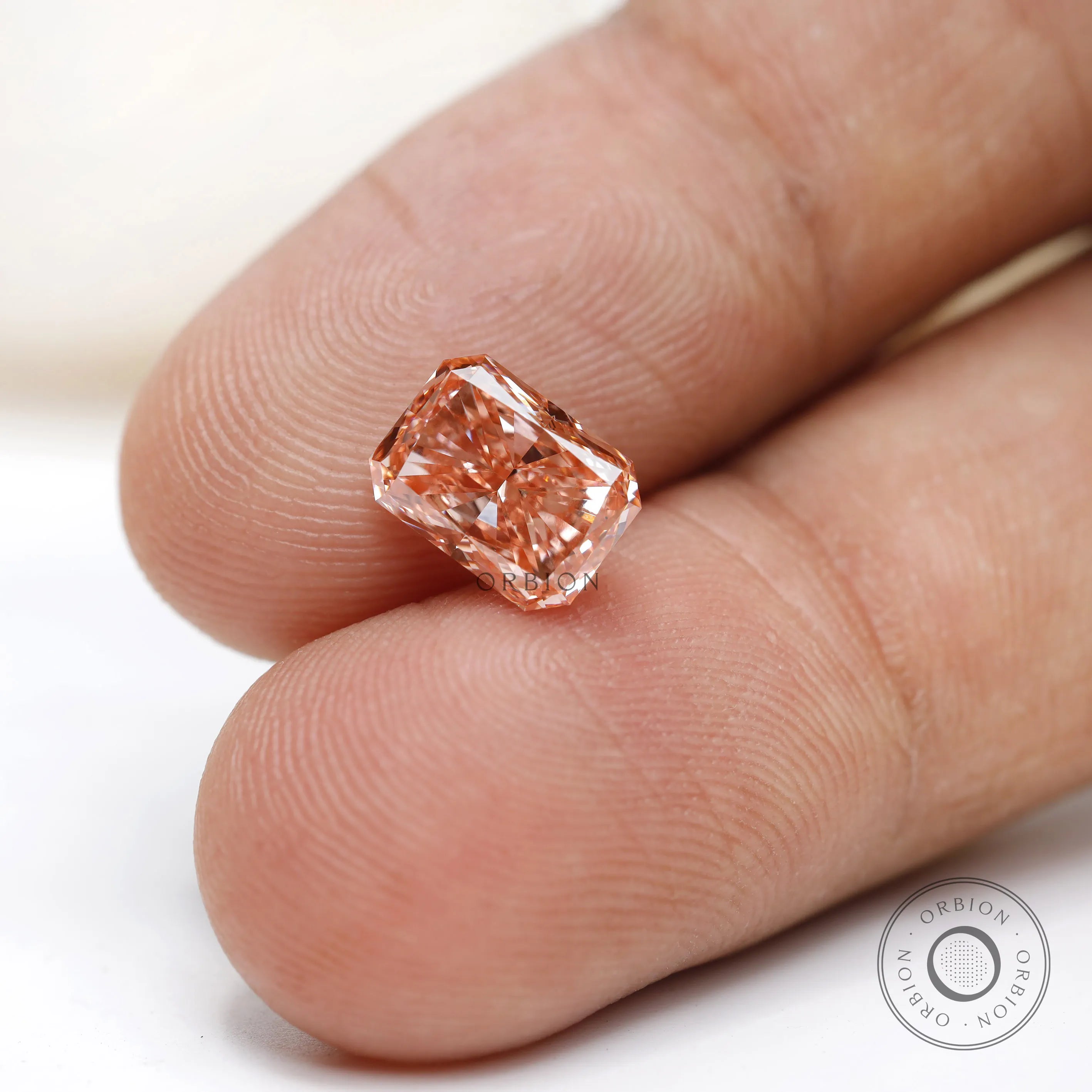Radiant cut fancy pink lab grown diamond loose