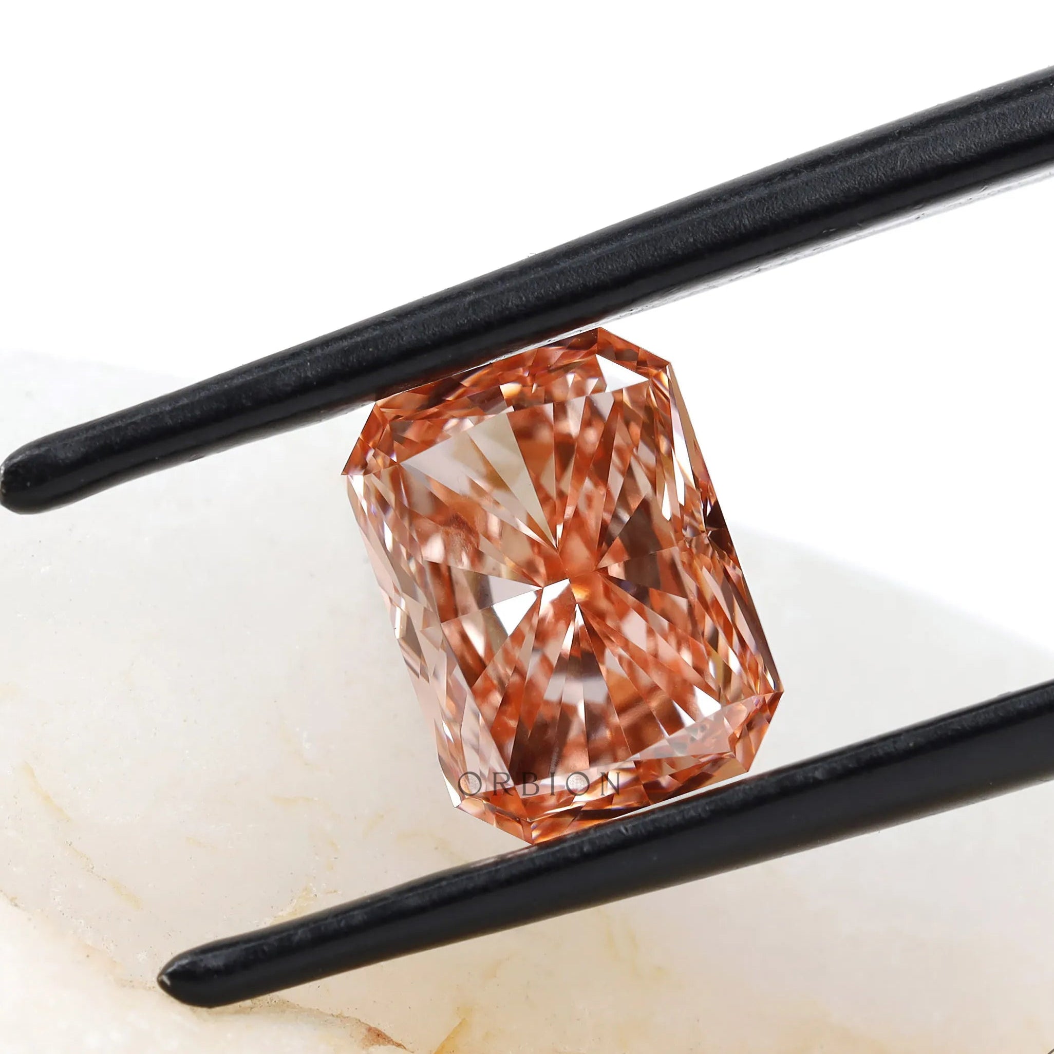 2.40 ct Radiant cut fancy vivid pink lab grown diamond loose gemstone