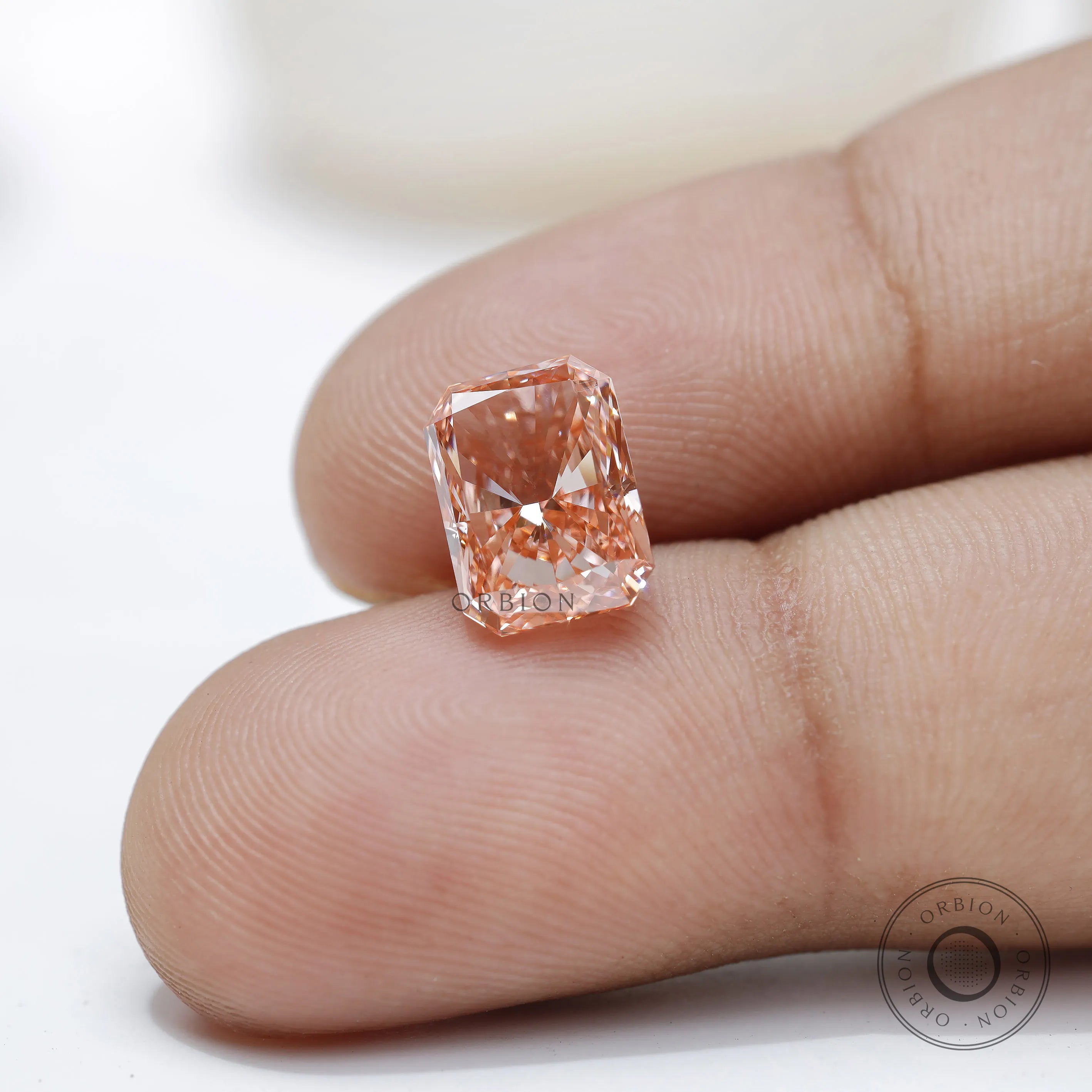 2.40 ct Radiant cut lab diamond in rich pink shade for jewelry