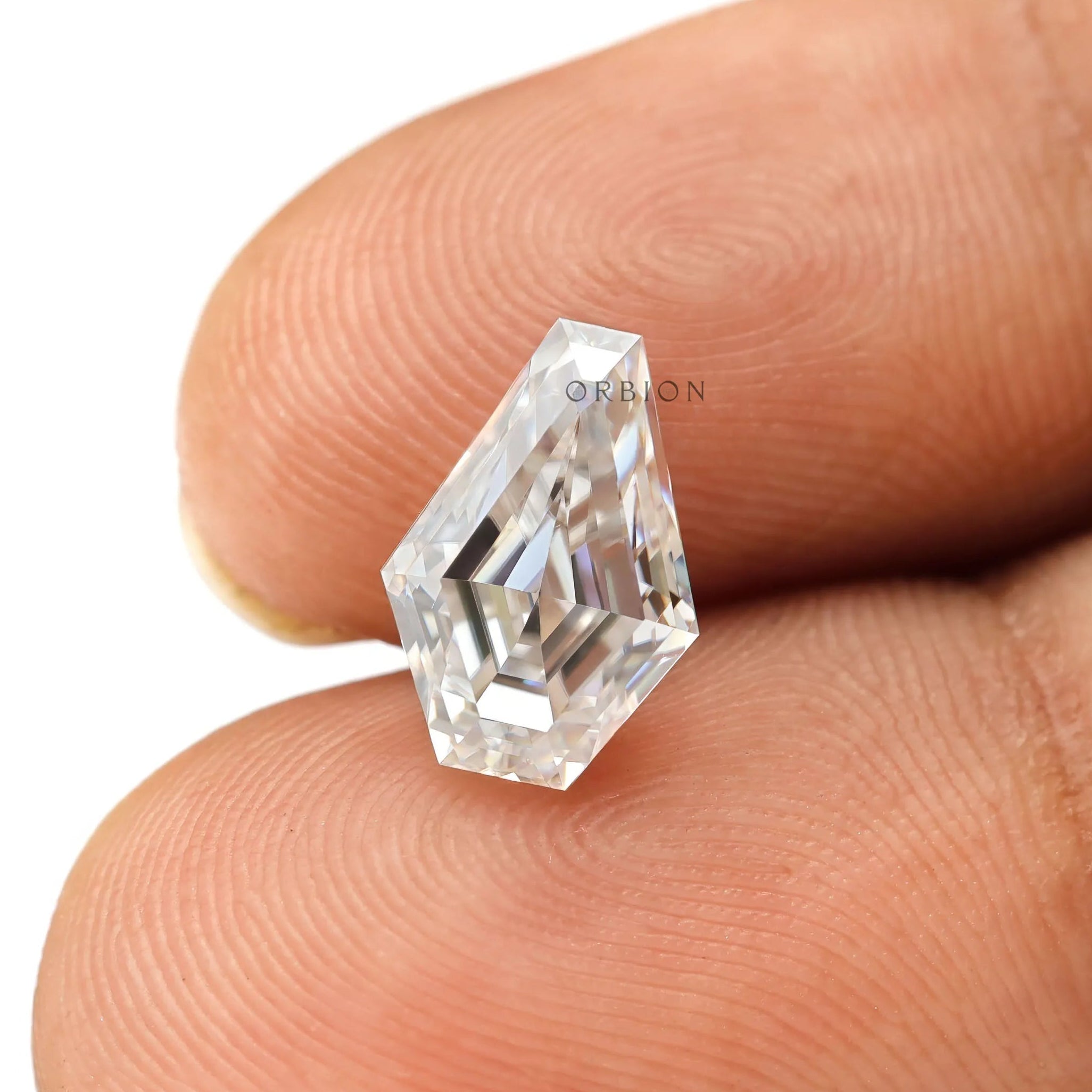 Fancy coffin shaped moissanite stone, loose, colorless step cut