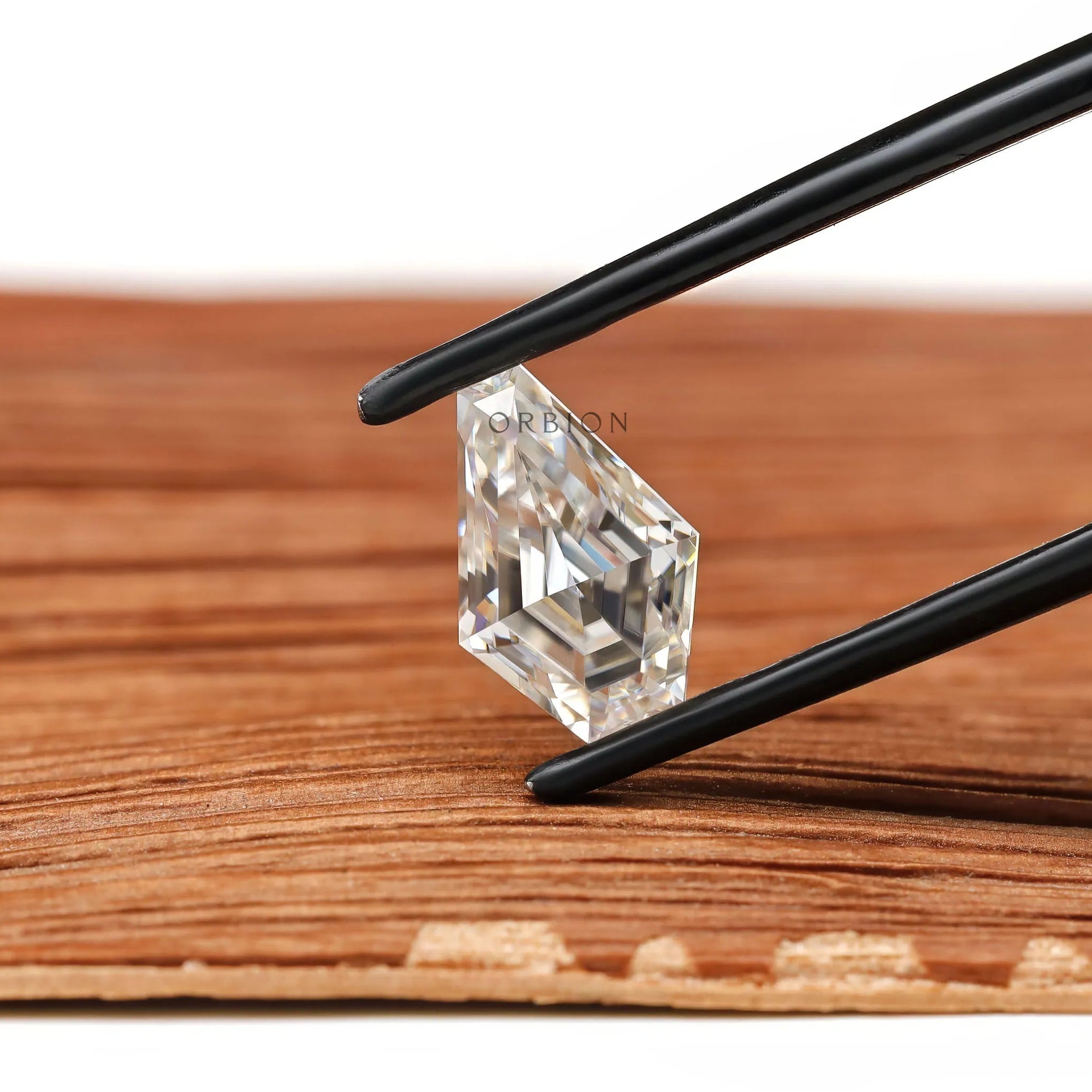 Fancy cut 2 CT coffin shaped moissanite with step cut loose colorless stone