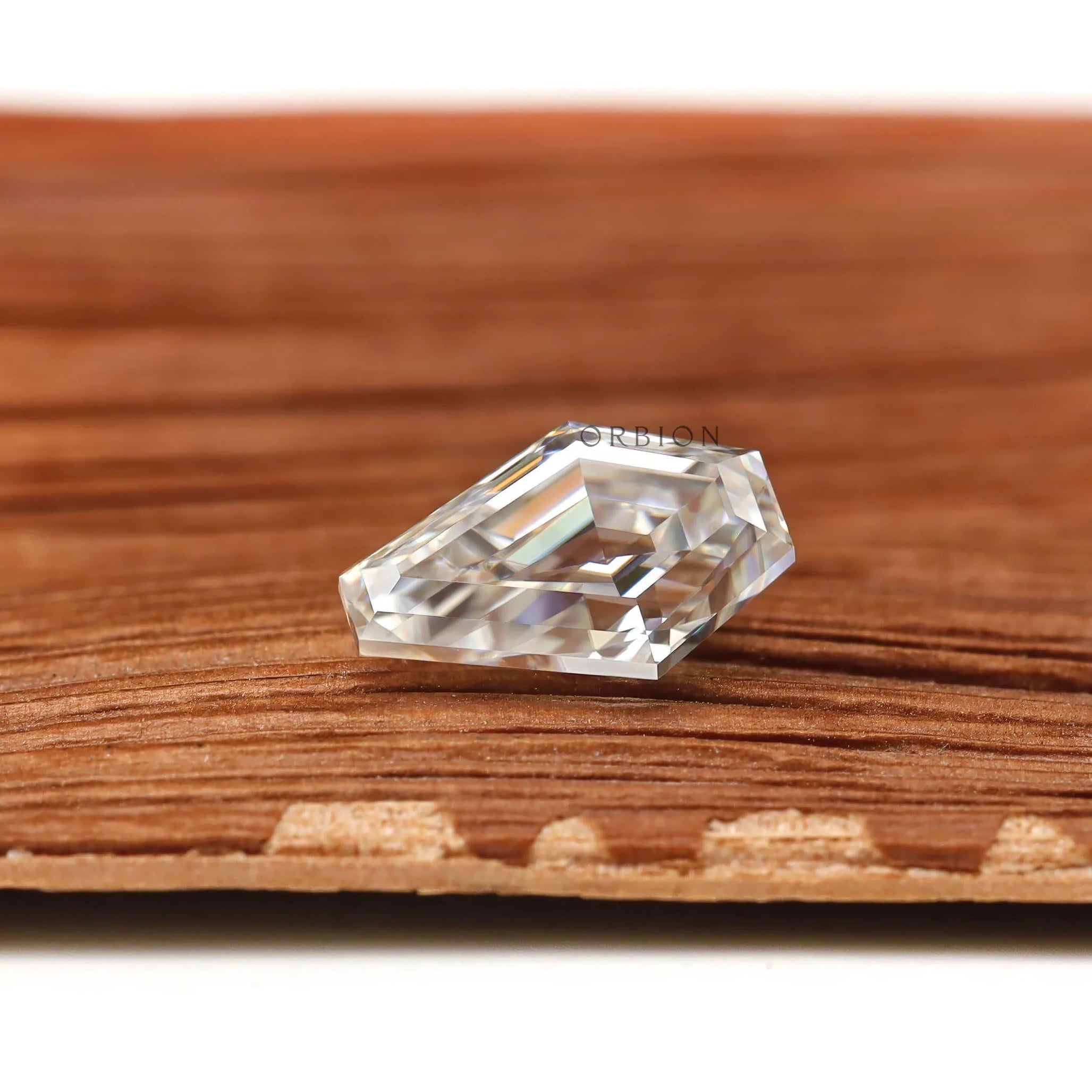 Unique coffin shaped moissanite stone 2 CT with step cut and colorless clarity