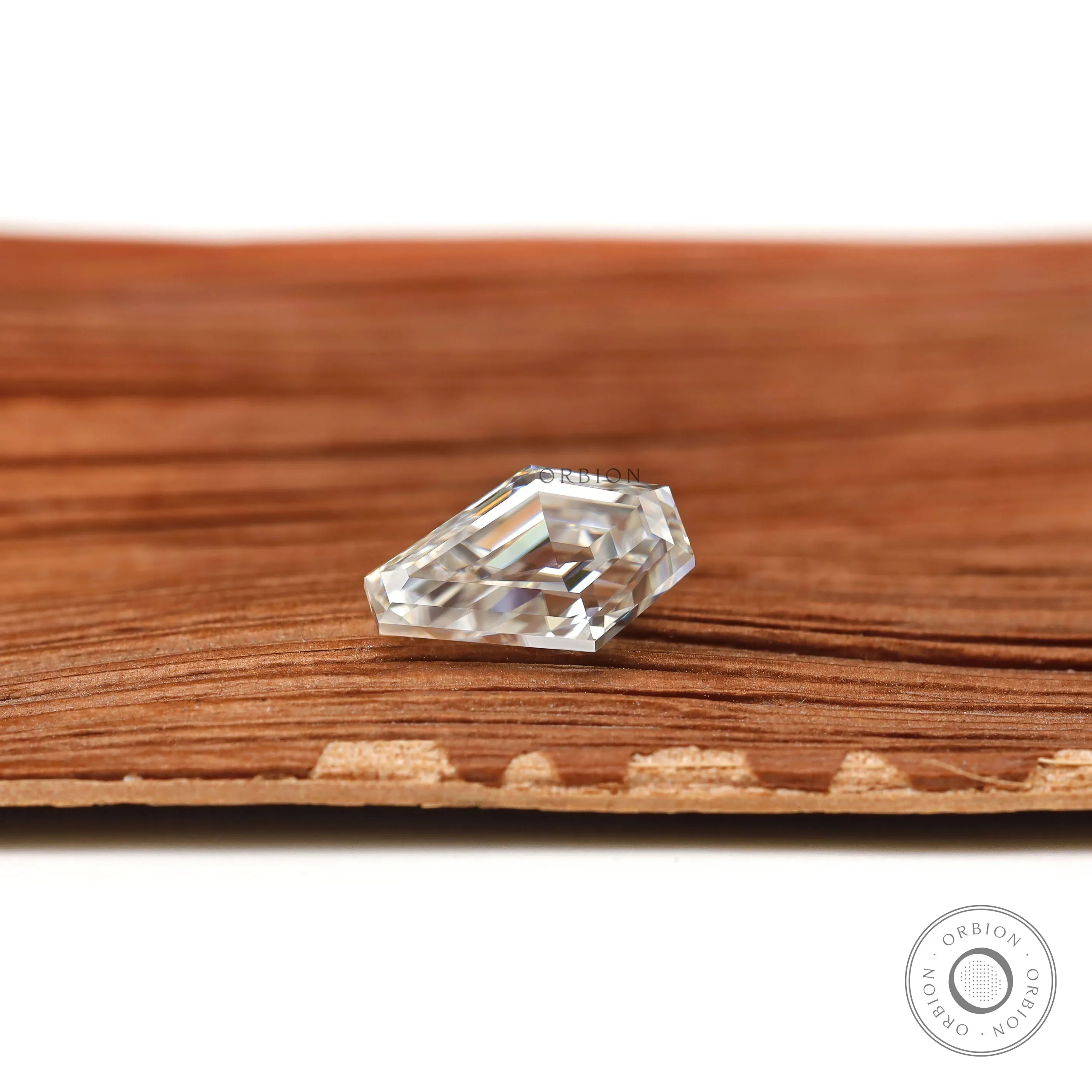 Unique coffin shaped moissanite stone 2 CT with step cut and colorless clarity