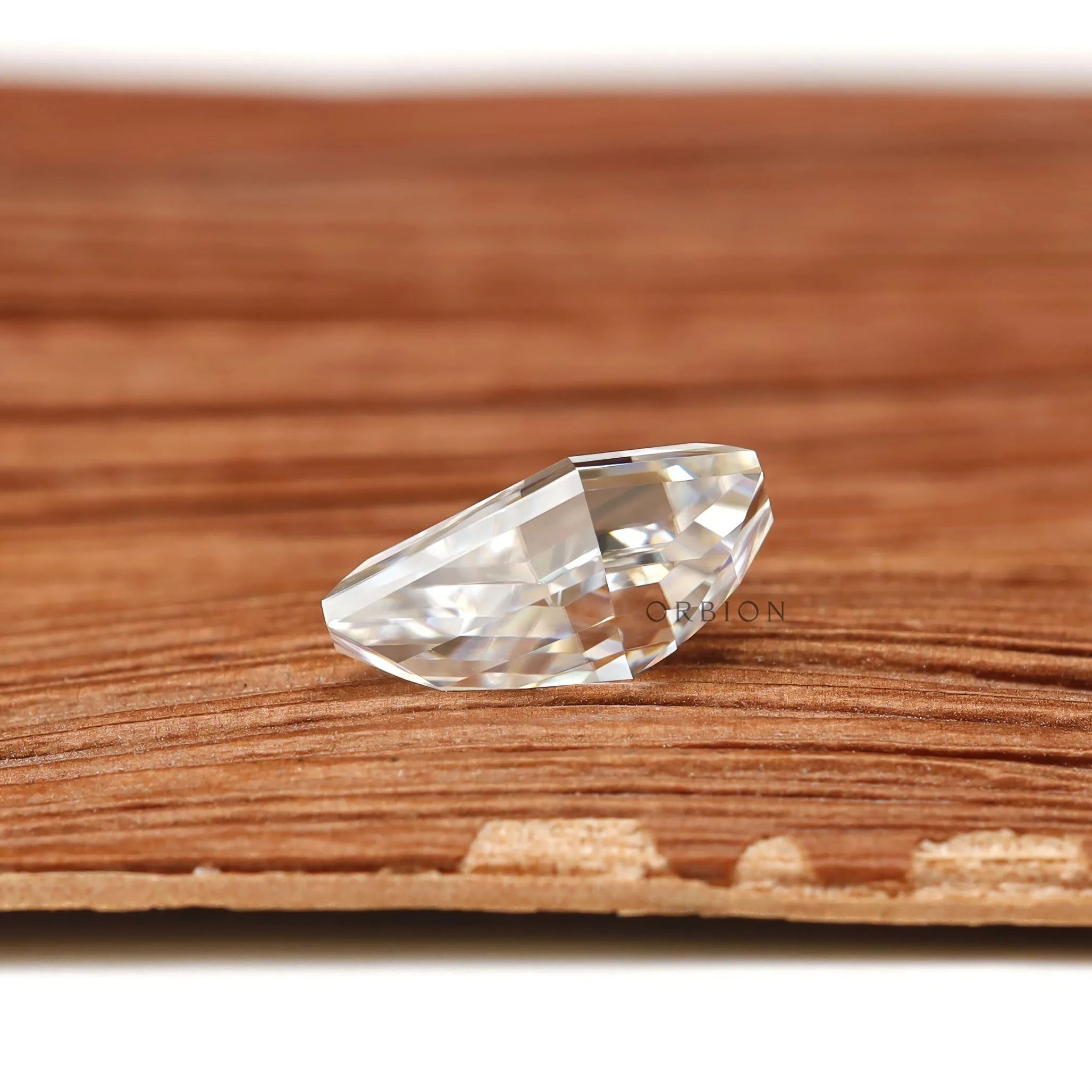 Fancy step cut moissanite 2 CT in coffin shape, loose and colorless