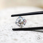 Square cushion moissanite with precise faceting detail