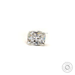 Peruzzi cut cushion moissanite side profile view