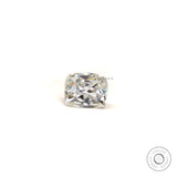 Peruzzi cut cushion moissanite side profile view