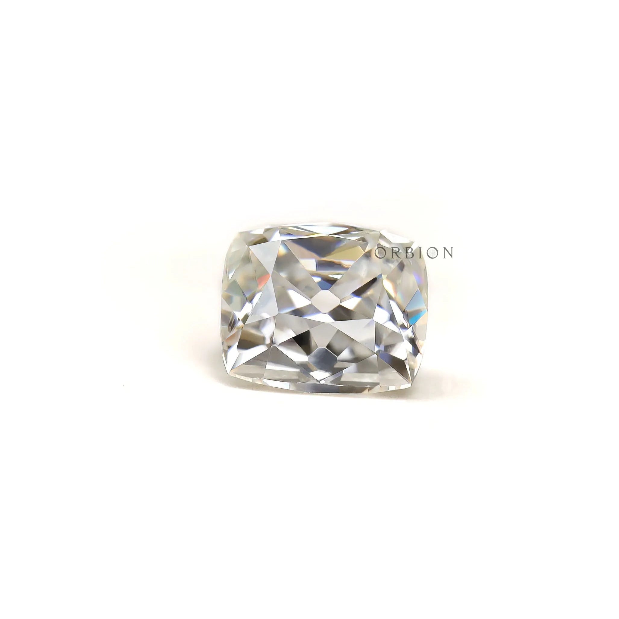 Peruzzi cut cushion moissanite side profile view