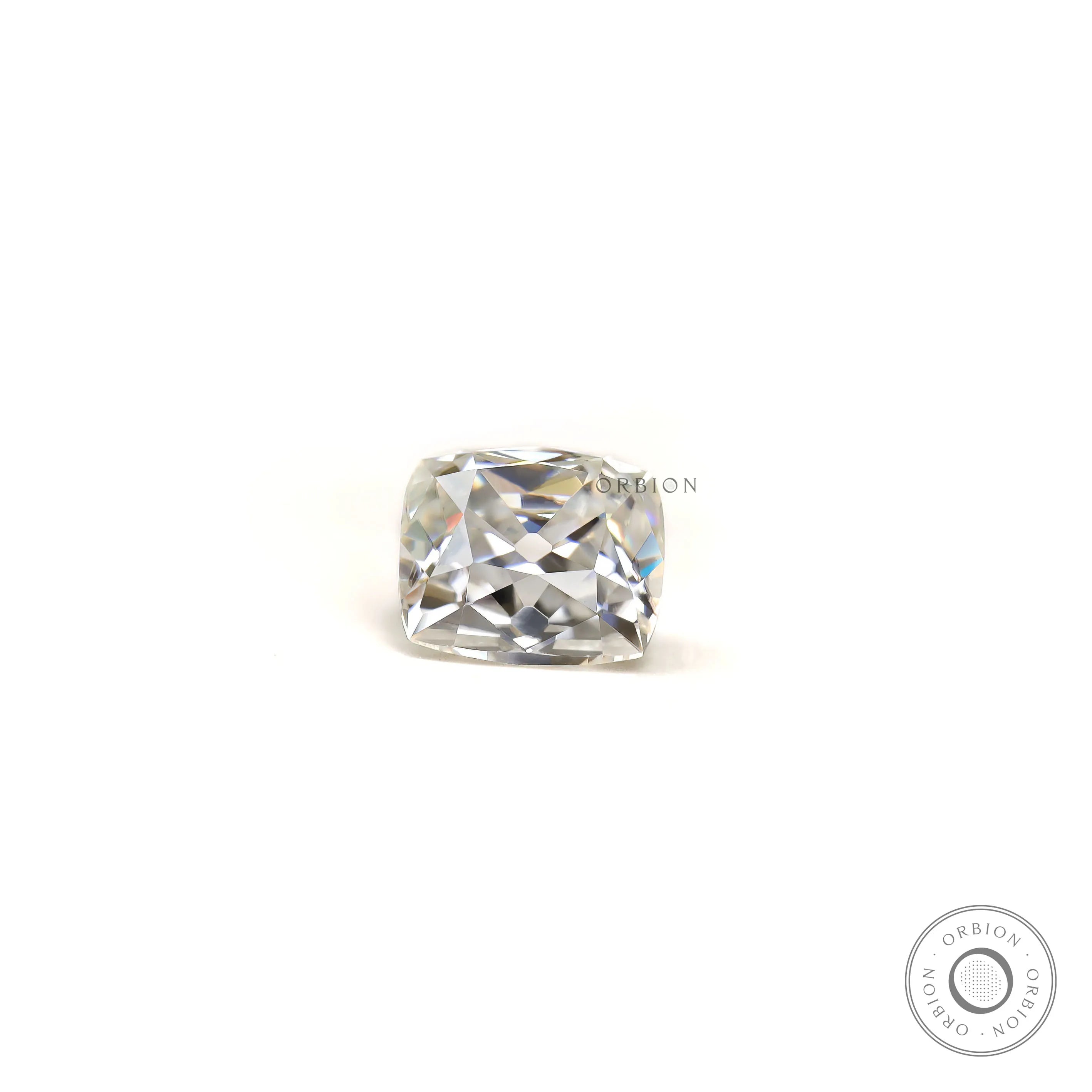 Peruzzi cut cushion moissanite side profile view