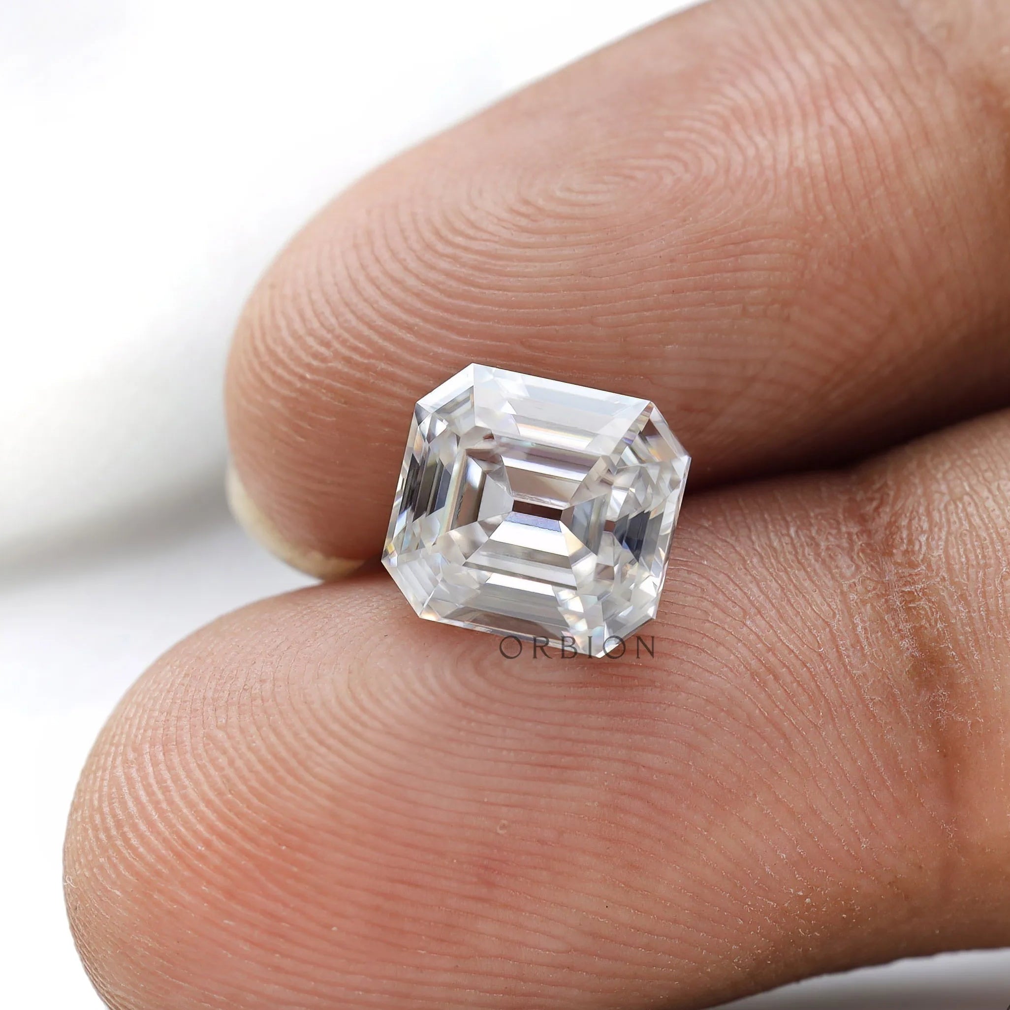 Elegant elongated asscher moissanite loose stone colorless finish