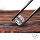 Elongated asscher moissanite loose stone with open culet vintage style