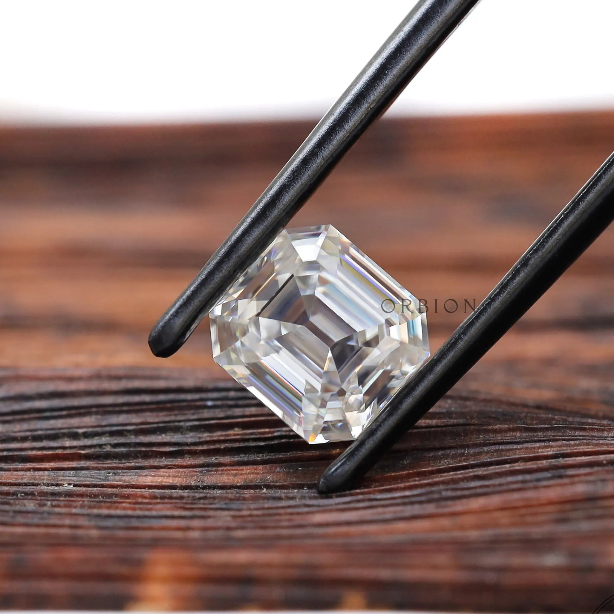 Colorless elongated asscher moissanite omc cut antique loose gemstone