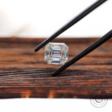 Vintage inspired elongated asscher moissanite loose gem omc faceting