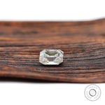 Colorless moissanite elongated asscher shape with visible open culet