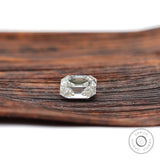 Colorless moissanite elongated asscher shape with visible open culet