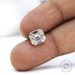 OMC style elongated asscher moissanite with open culet detail