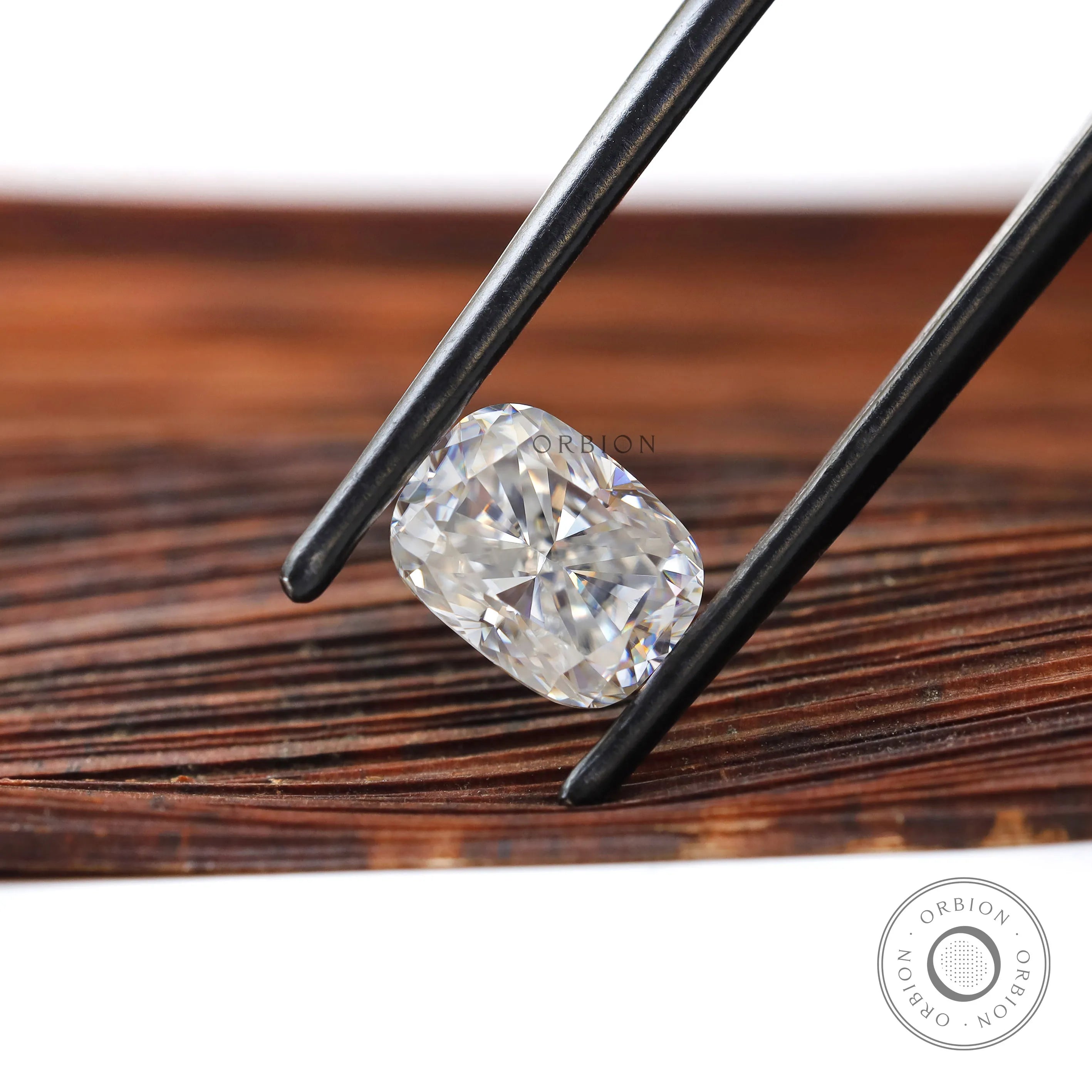 elongated cushion moissanite facet reflection macro shot