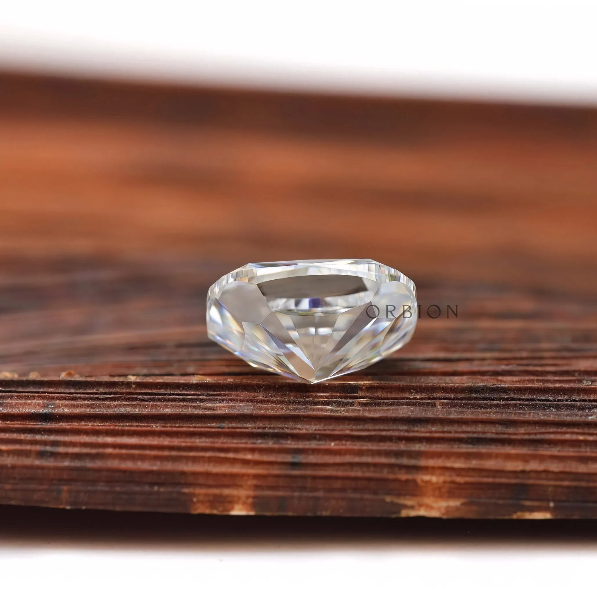 elongated cushion moissanite brilliance close angle view