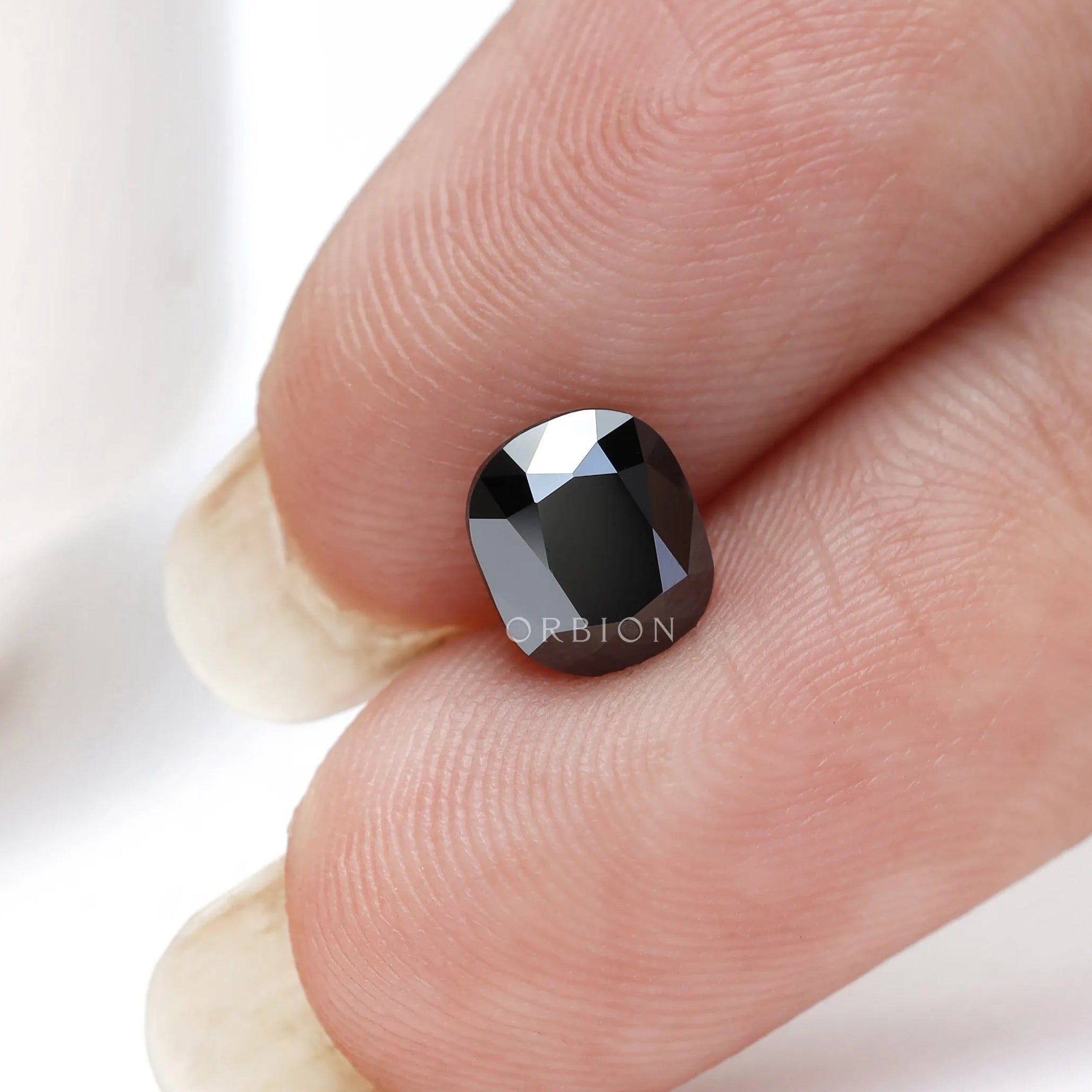 Elongated cushion black moissanite loose stone