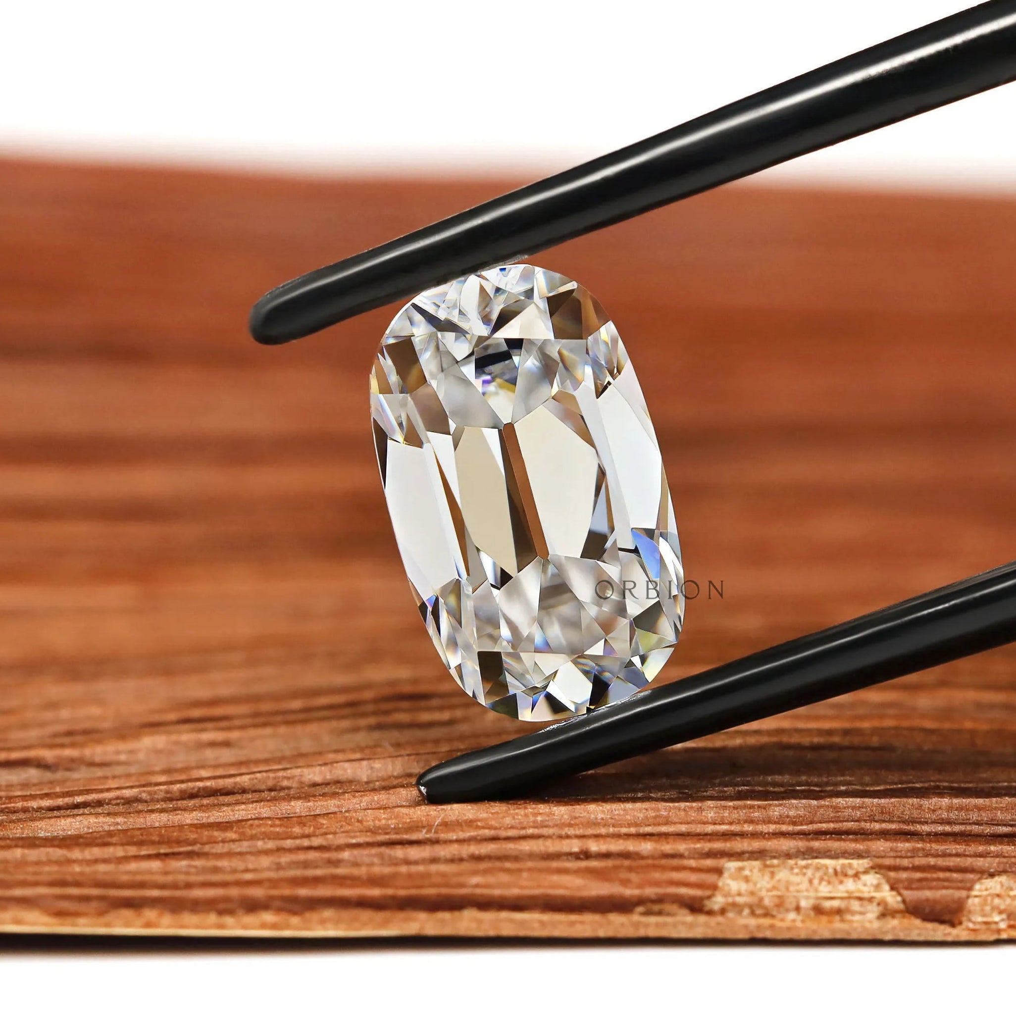 Elongated Cushion Cut Moissanite Stone with Vintage Bar Culet Design