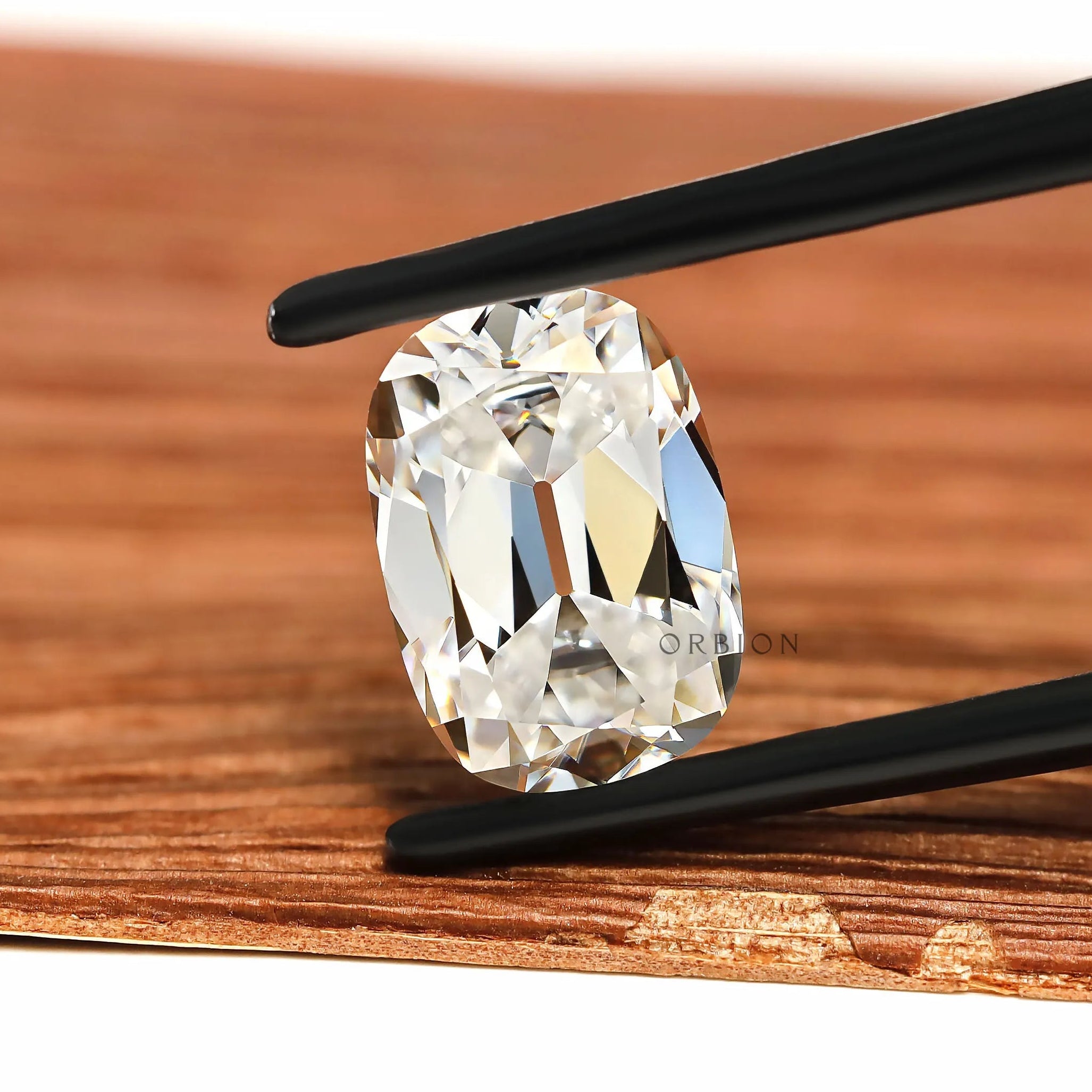 Antique Old Mine Cut Elongated Cushion Moissanite with Bar Culet