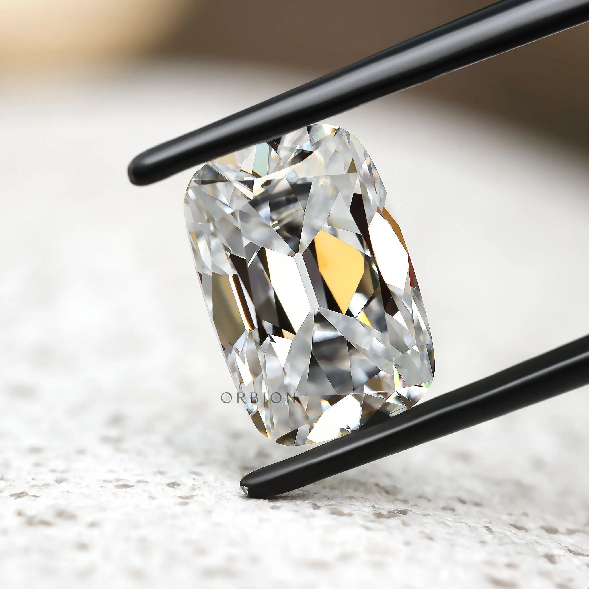 Antique cut colorless elongated cushion moissanite loose gemstone