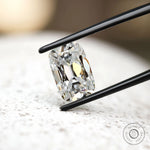 Elongated cushion moissanite 4.30 ct old mine cut stone