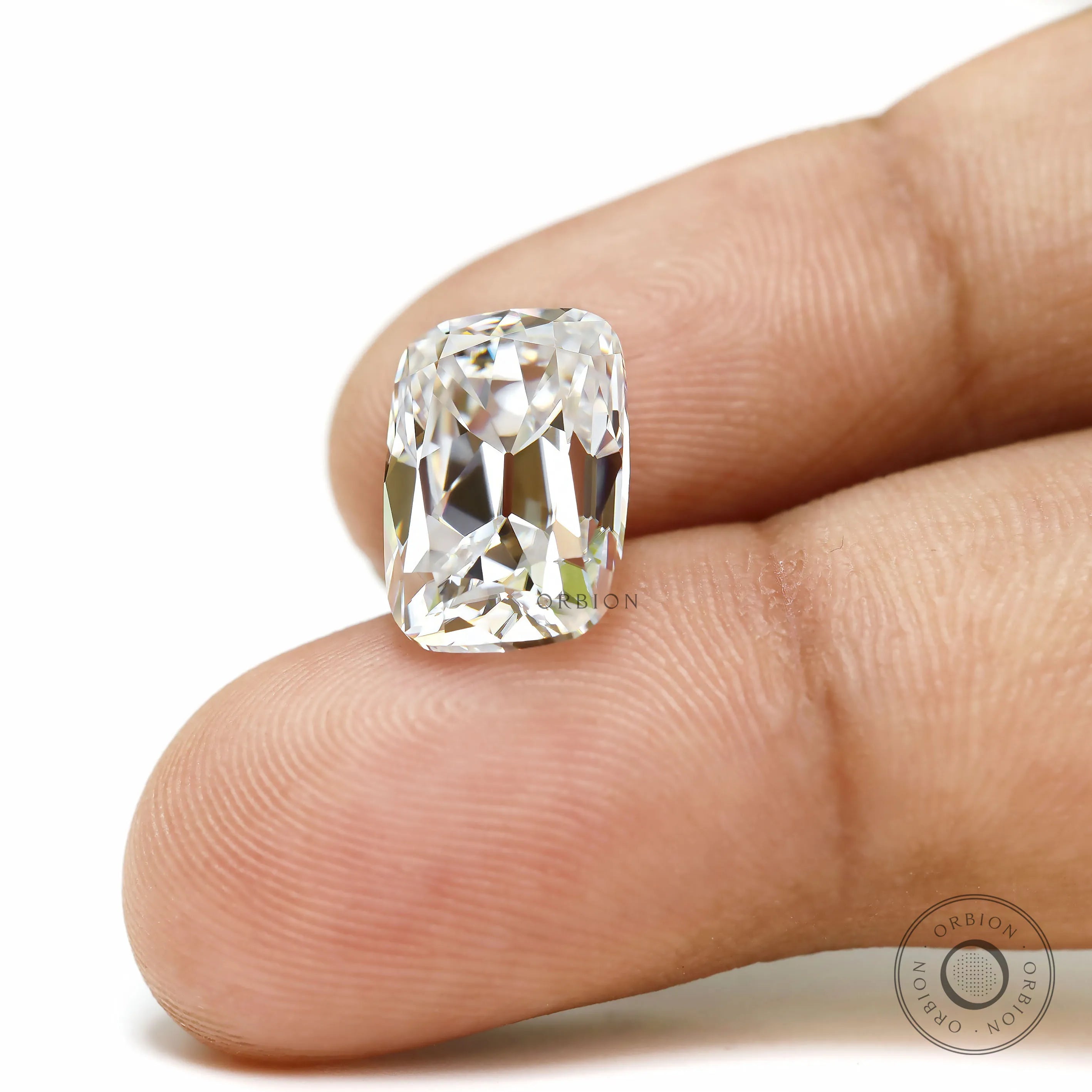 4.30 ct Elongated cushion moissanite with vintage sparkle and bar culet