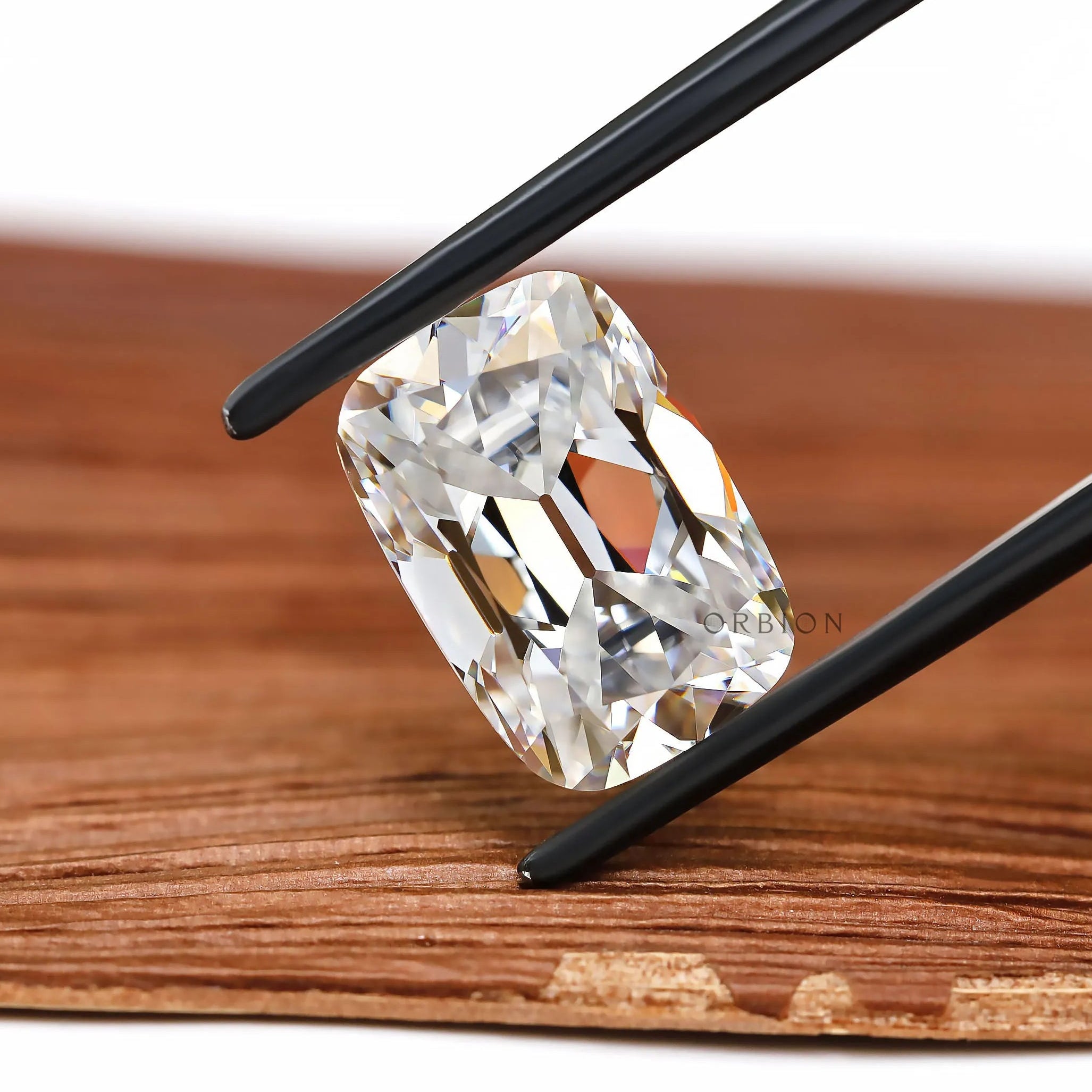 4.30 ct Old mine cut elongated cushion moissanite with vintage bar culet