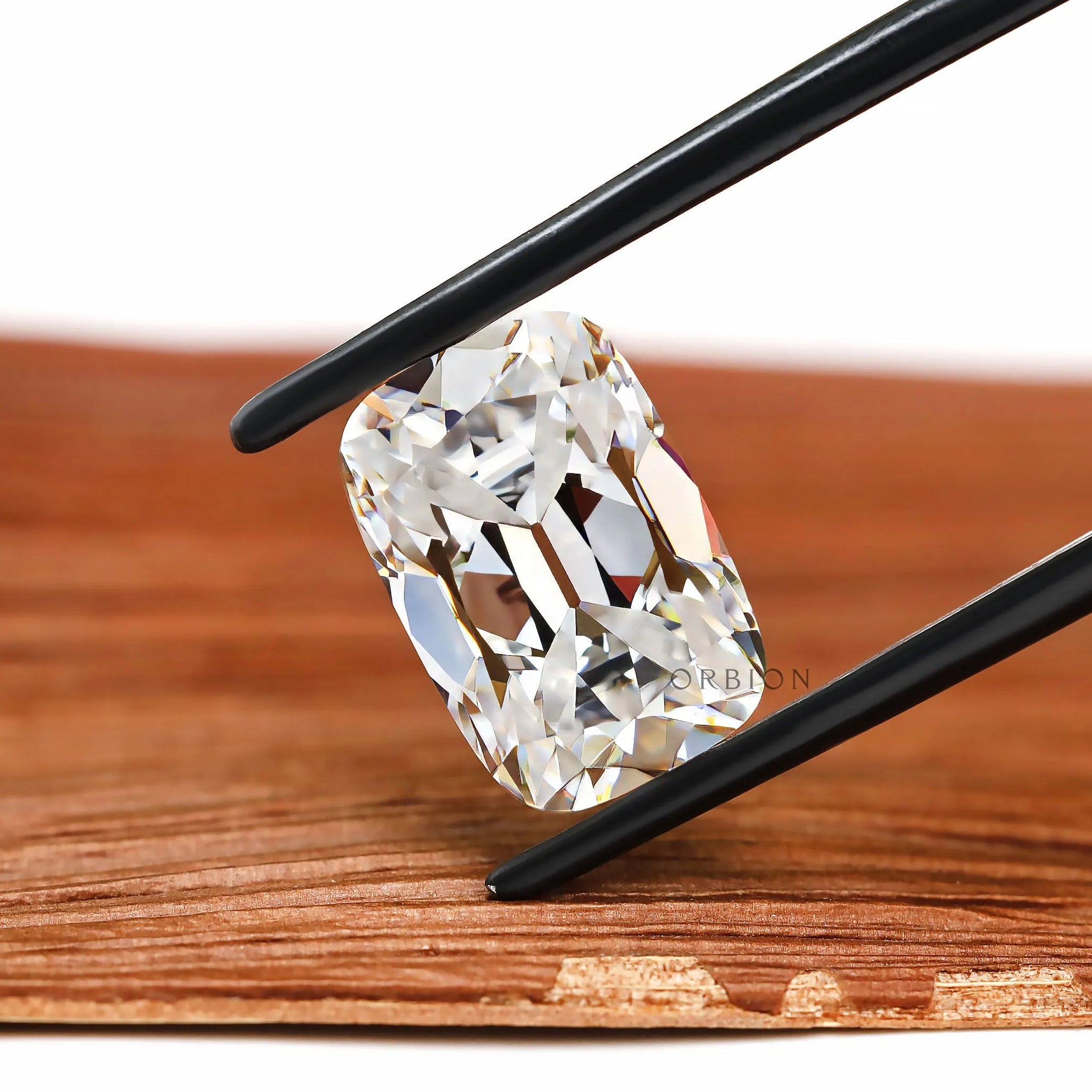 Elongated cushion moissanite 4.30 ct colorless antique cut loose stone
