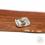 Colorless moissanite elongated cushion with antique faceting