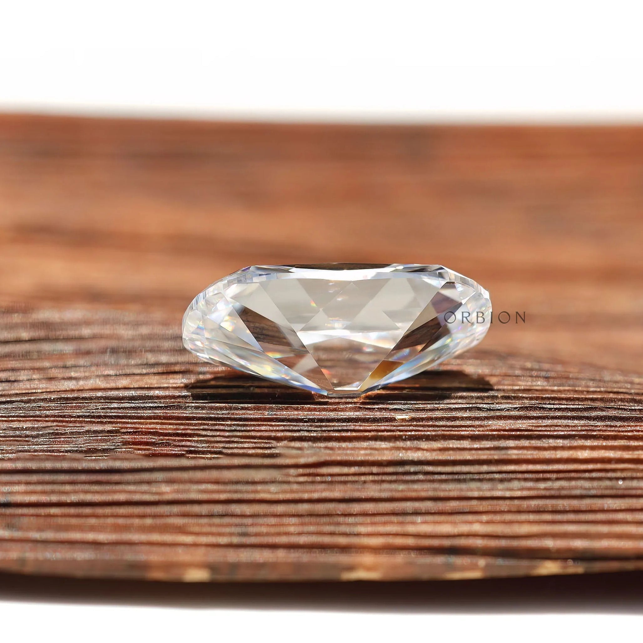 3.80 ct Colorless elongated cushion moissanite with antique brilliance