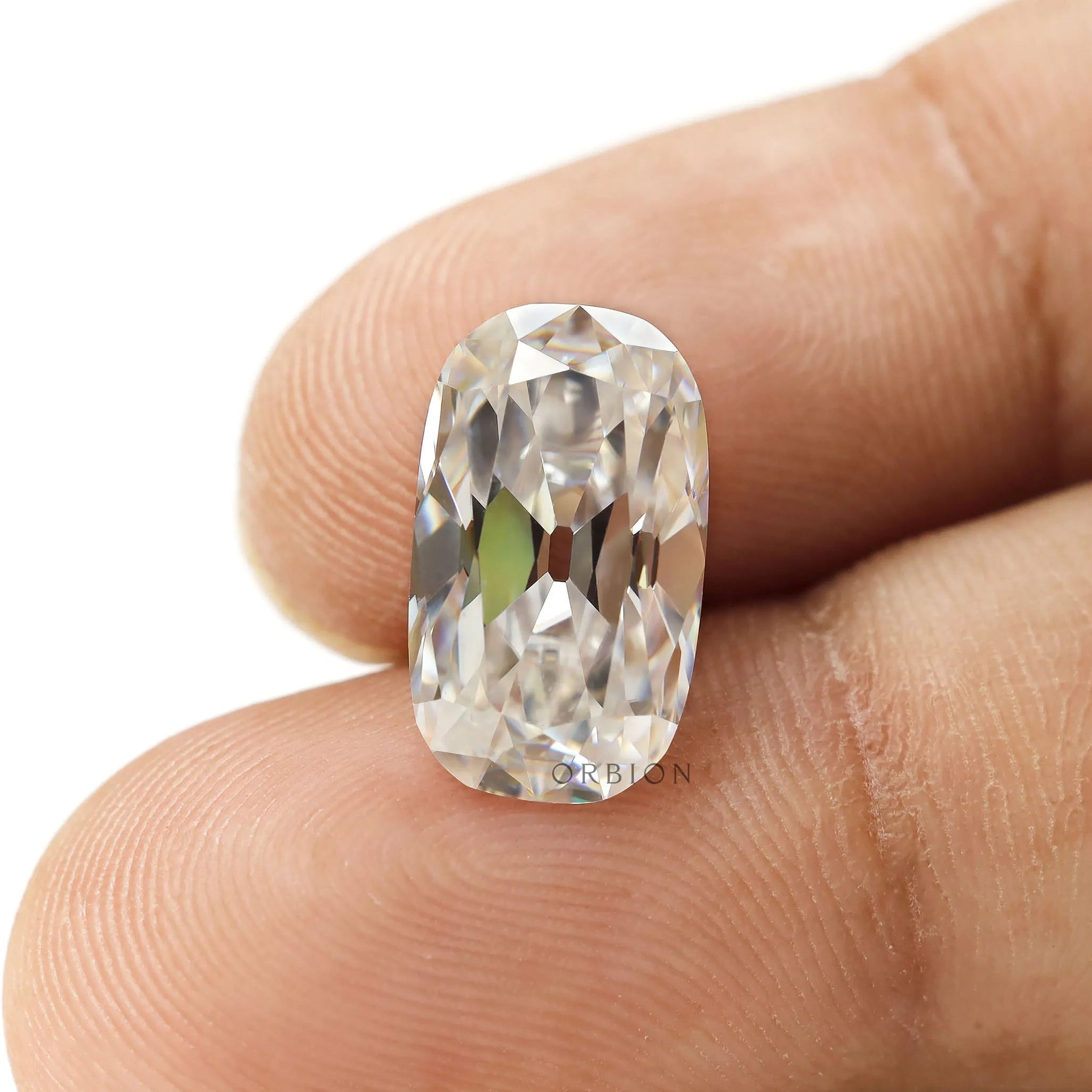 Loose 3.80 ct elongated cushion old mine cut colorless moissanite stone