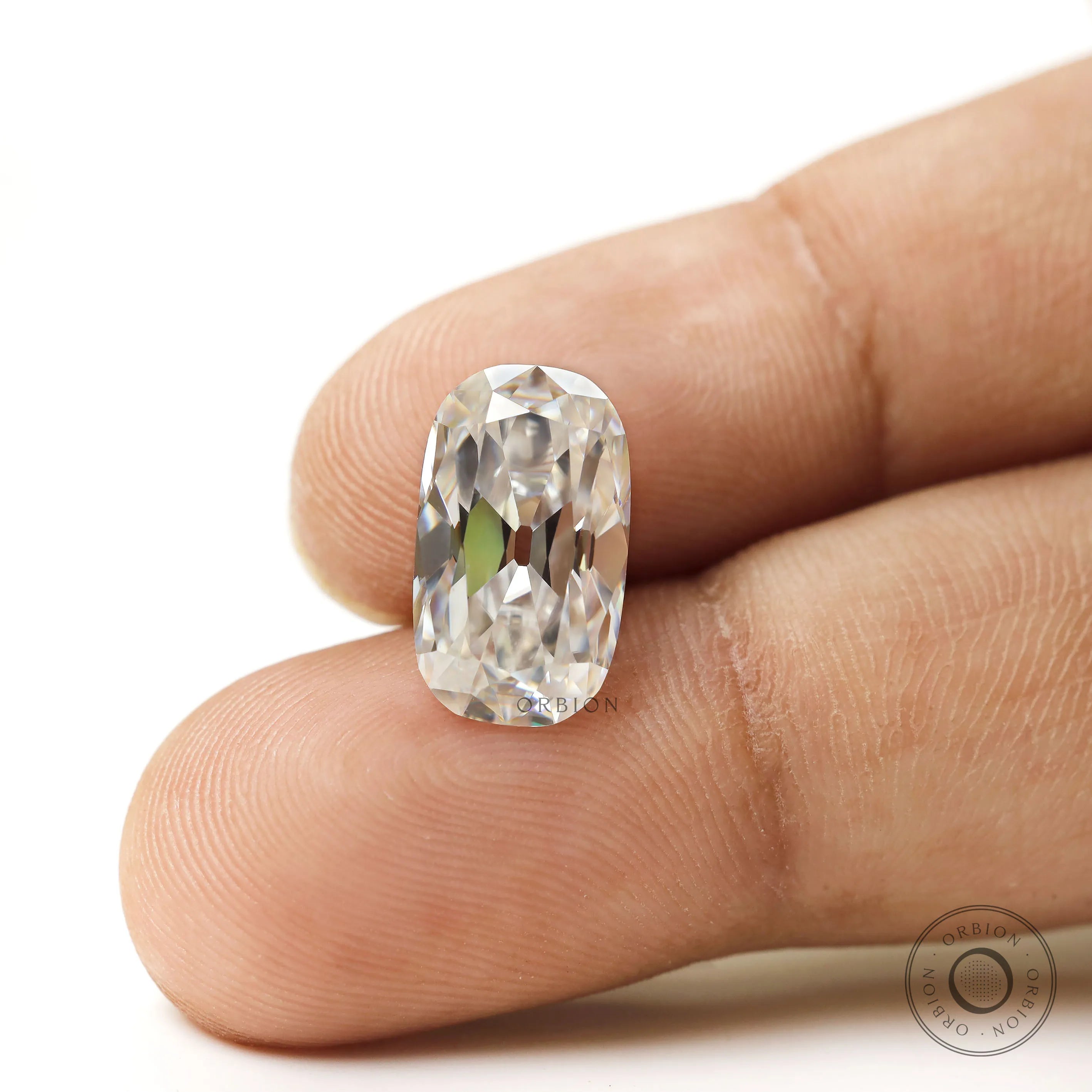 Loose 3.80 ct elongated cushion old mine cut colorless moissanite stone