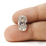 Elongated cushion old mine cut moissanite in colorless hue