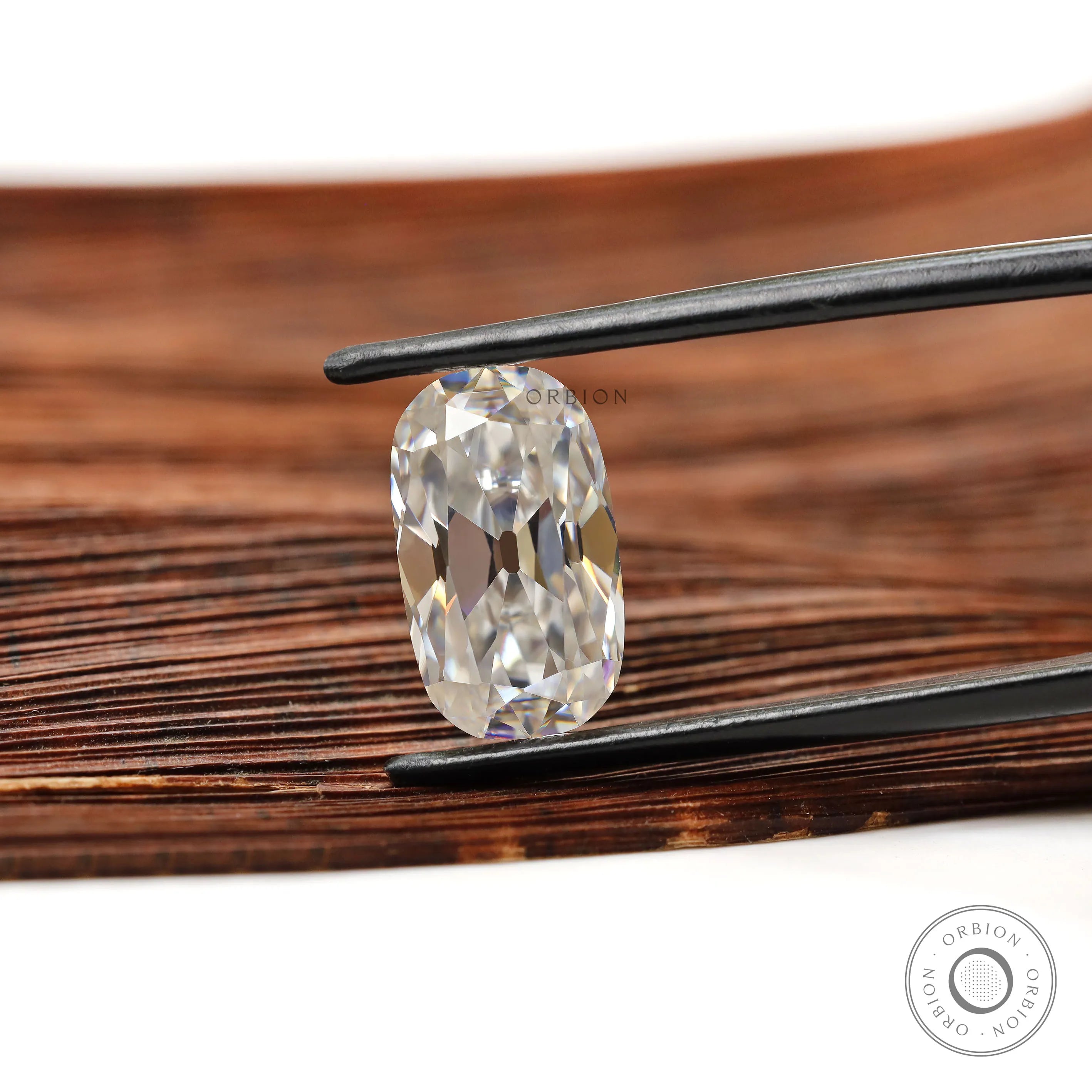 Loose colorless moissanite stone 3.80 ct elongated cushion old mine cut
