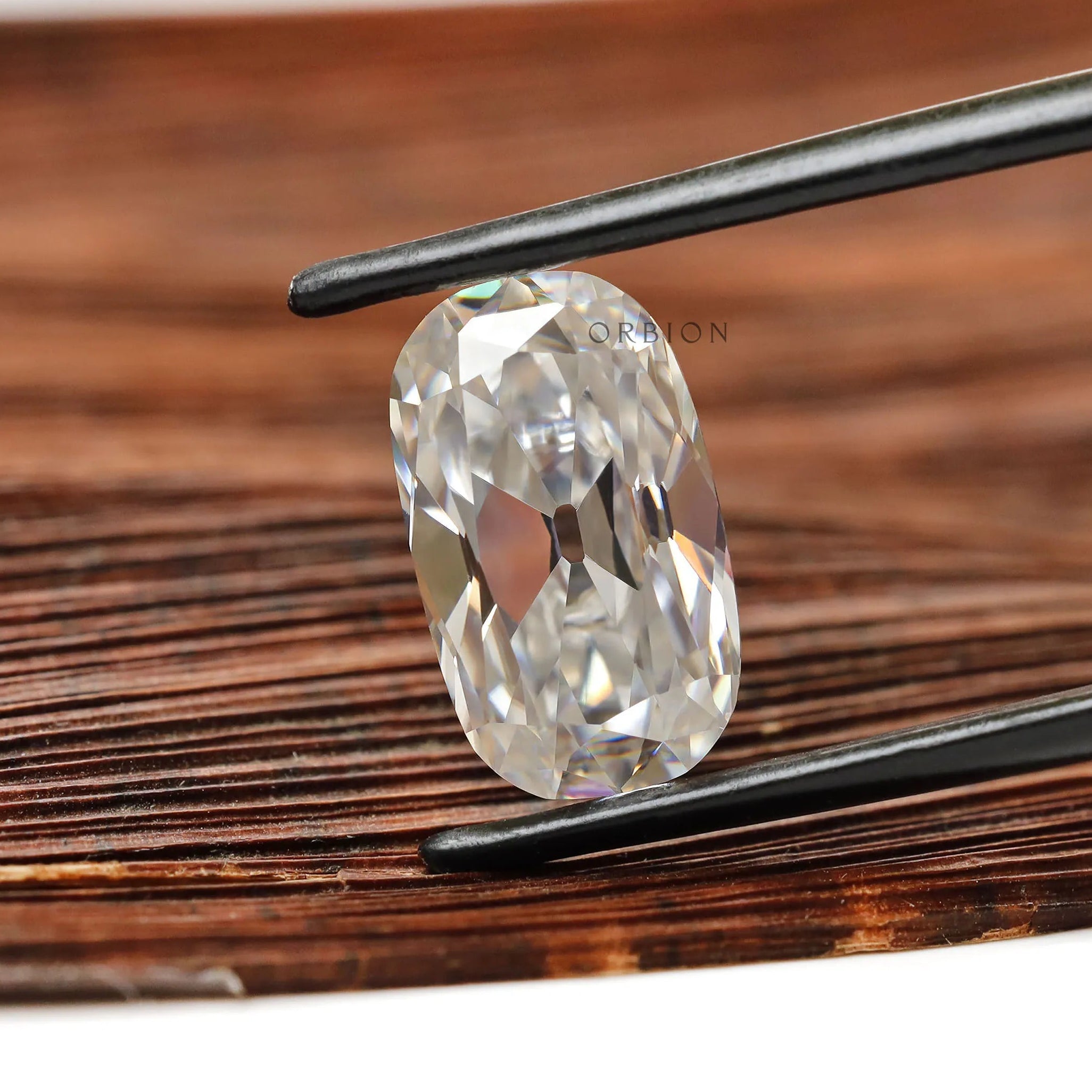 3.80 ct Elongated cushion moissanite old mine cut colorless loose gemstone